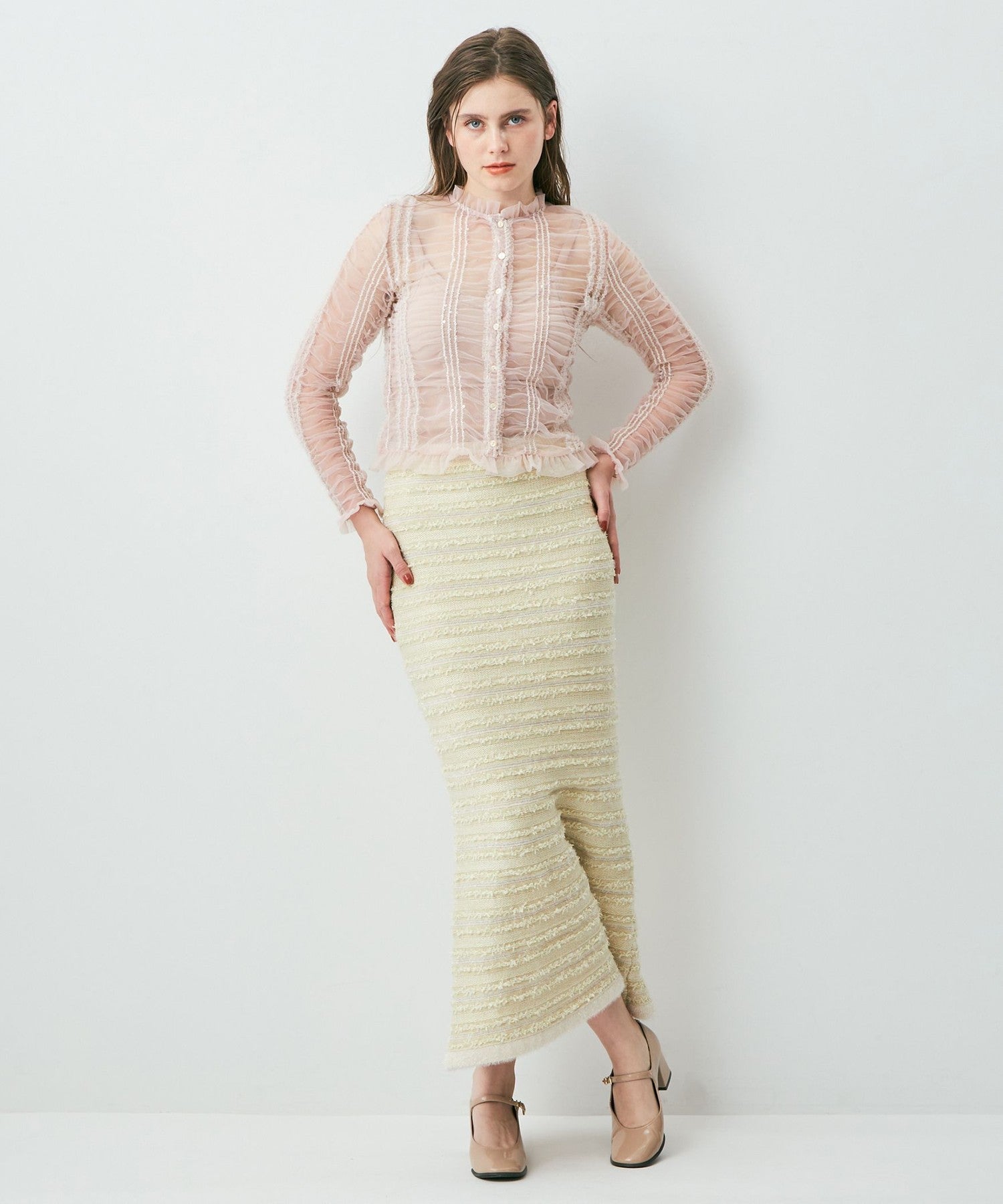 Sequined tulle blouse