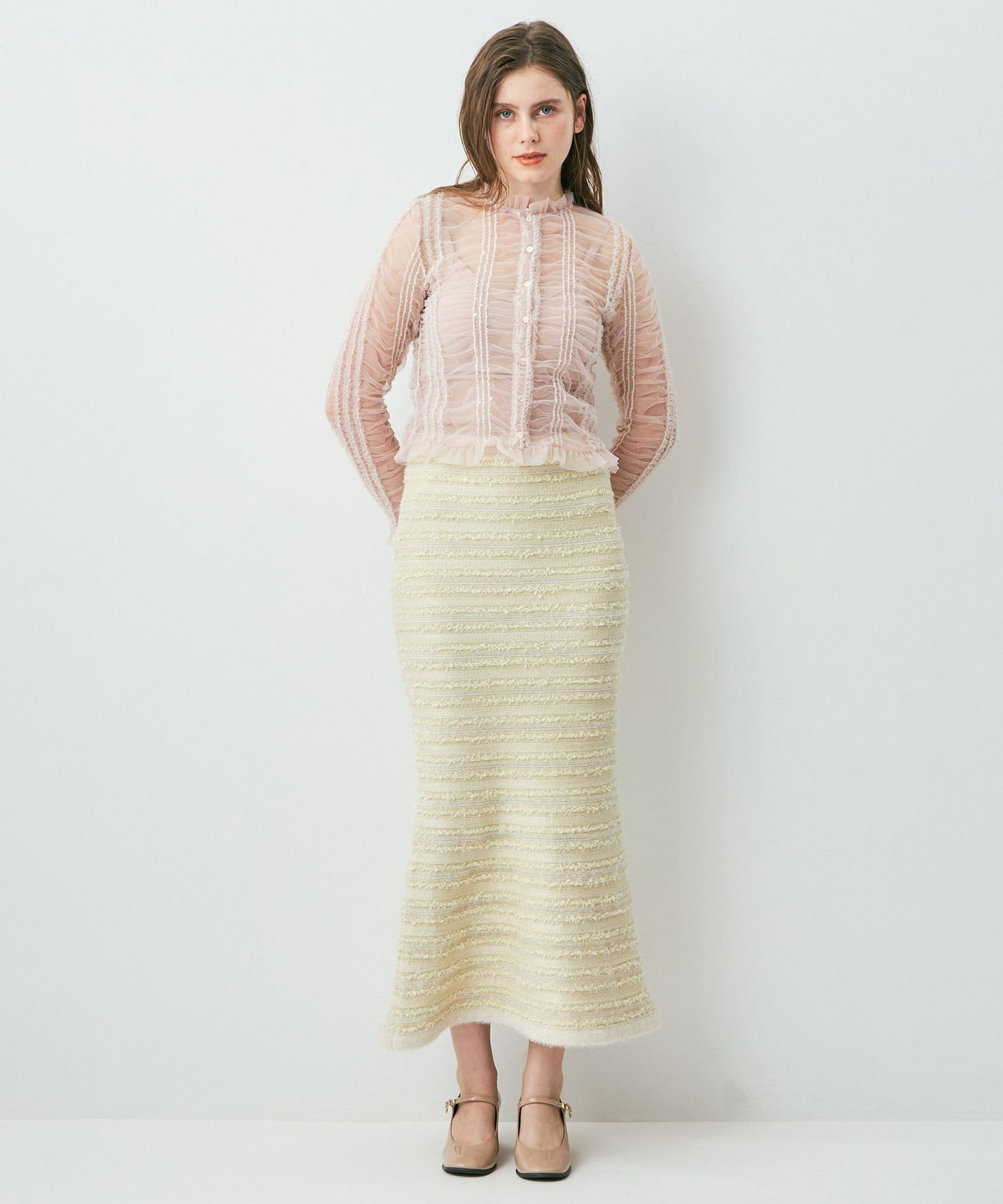 Sequined tulle blouse