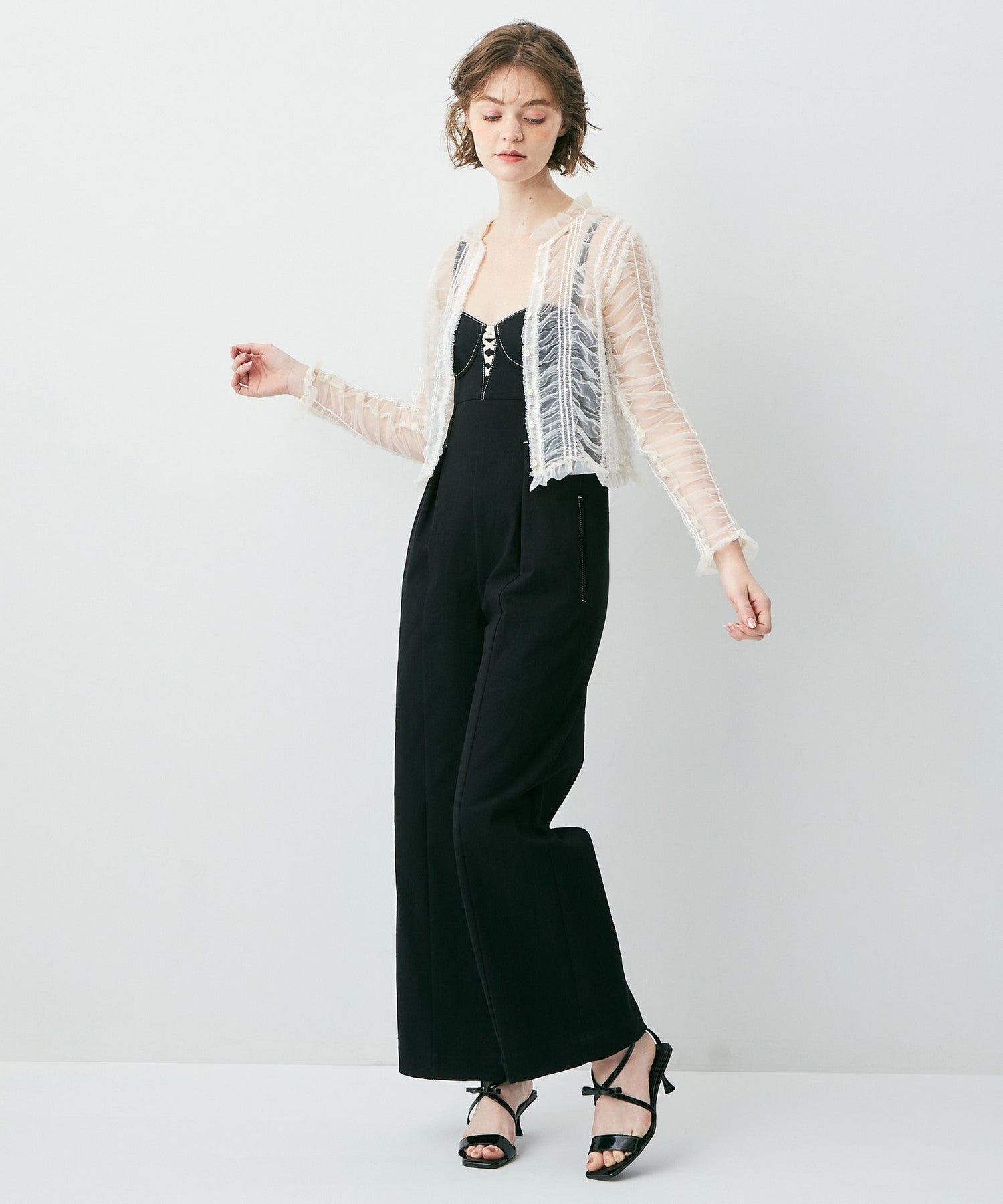 Sequined tulle blouse