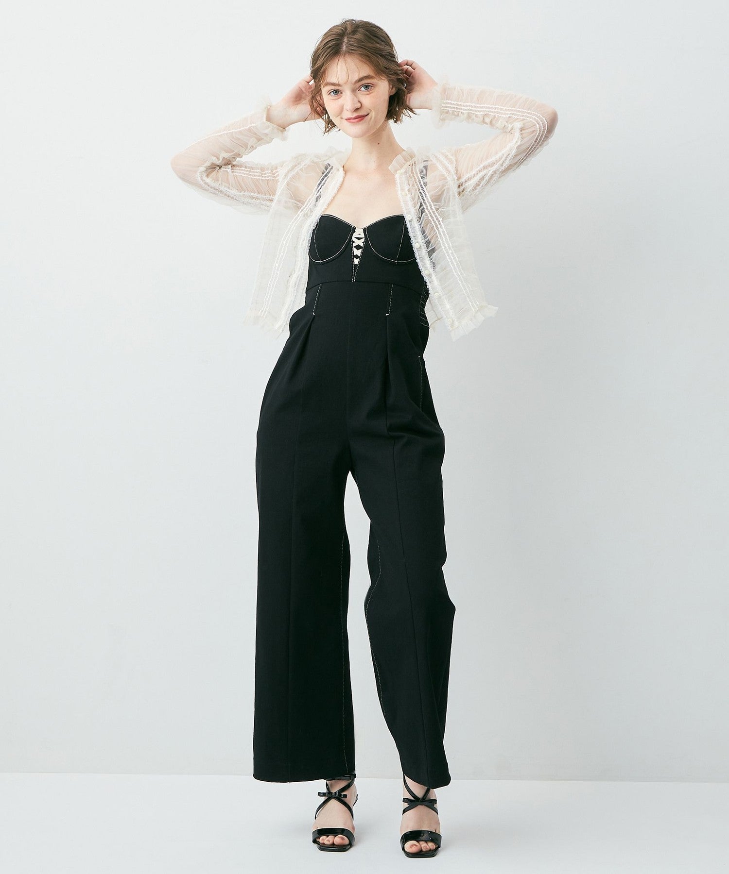 Sequined tulle blouse