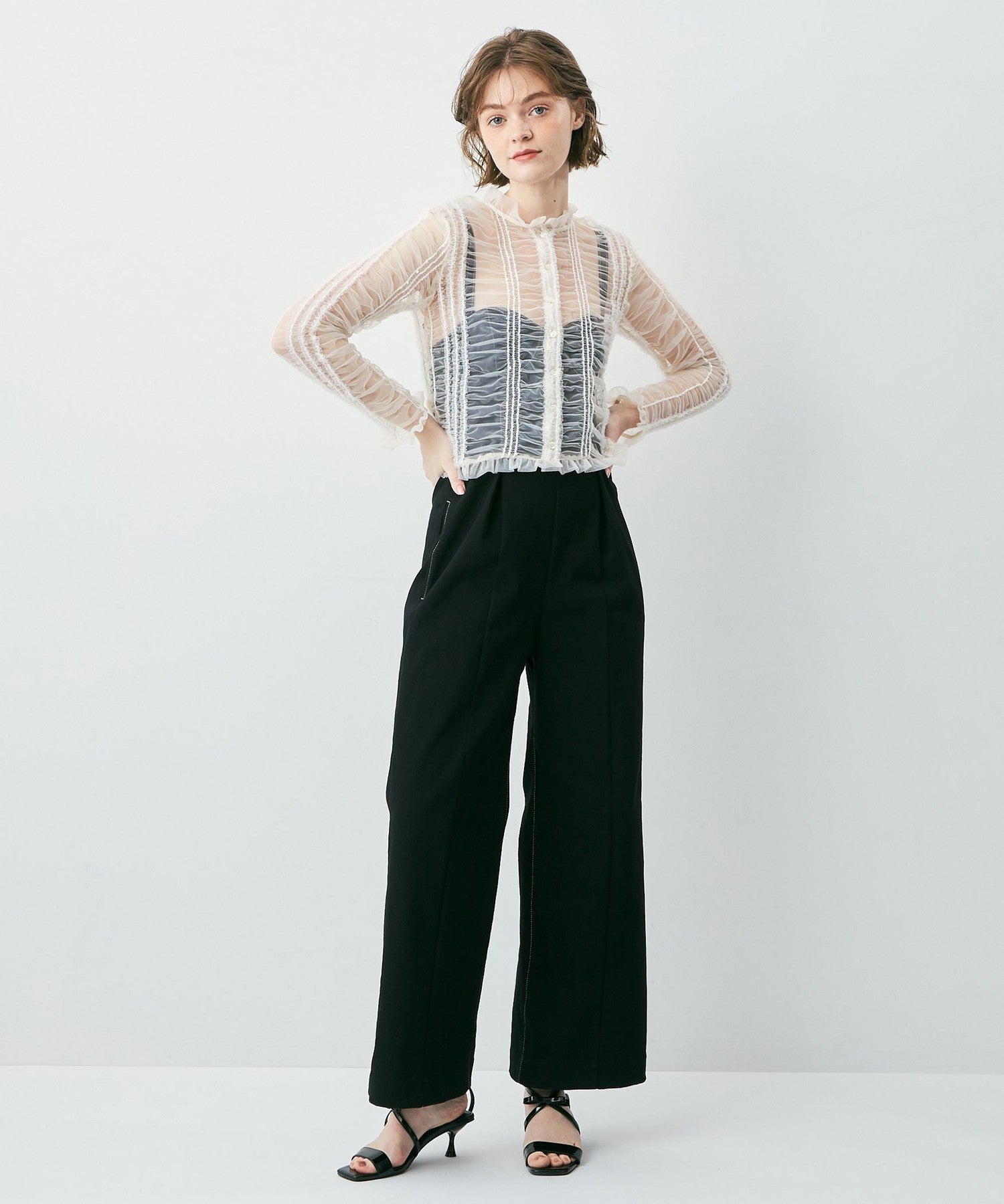 Sequined tulle blouse