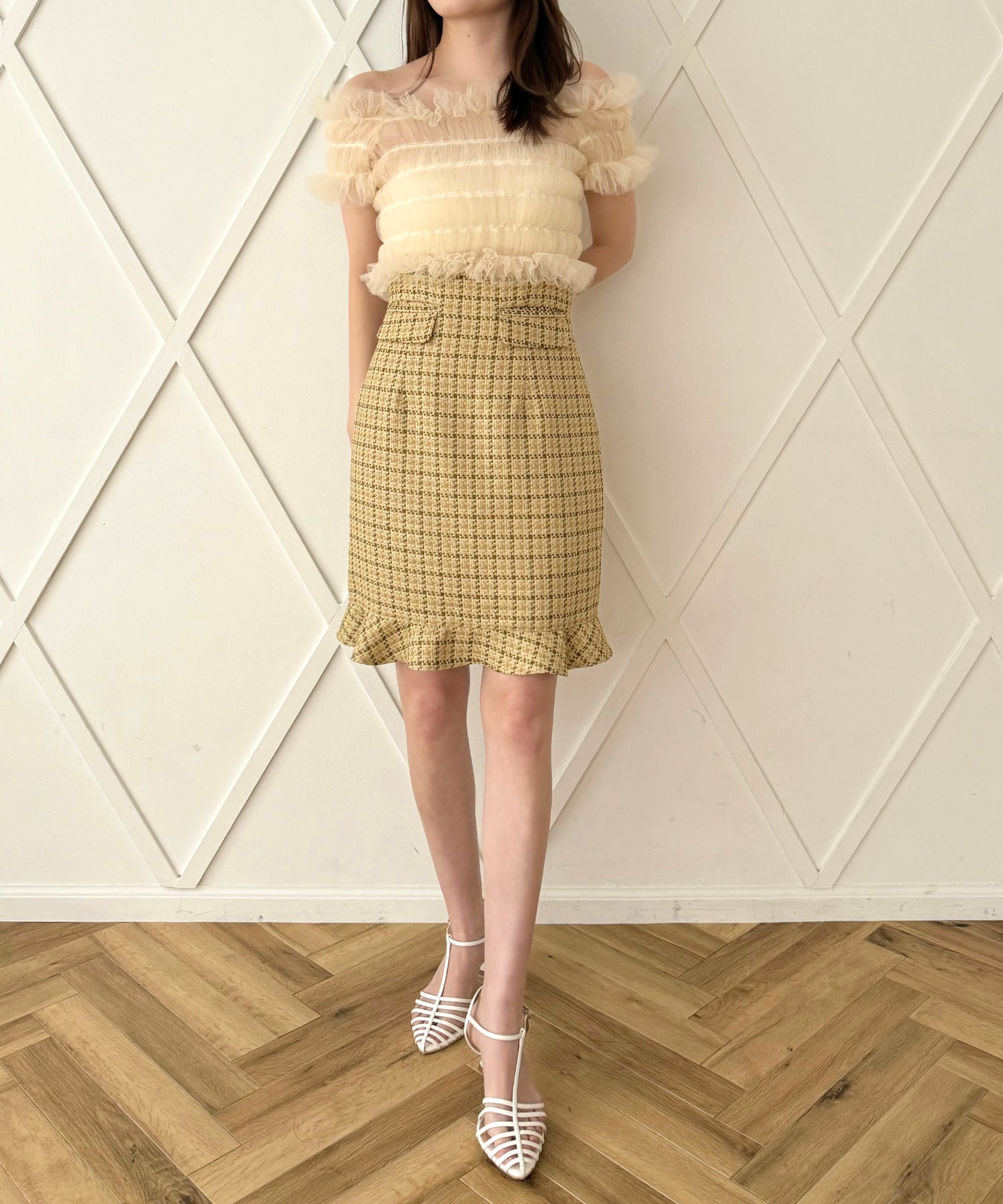 2way 抽褶薄紗女衫