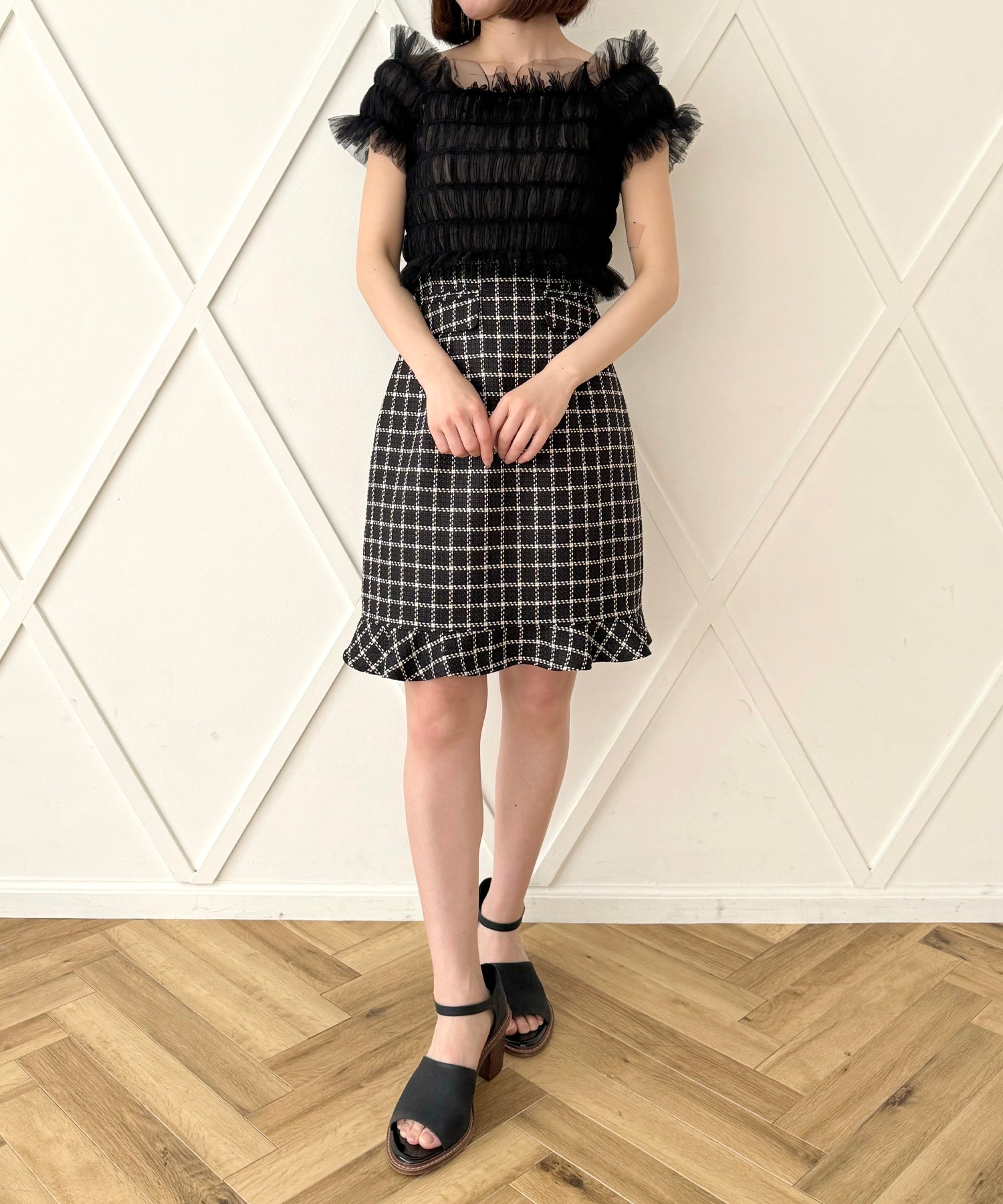 2way 抽褶薄紗女衫