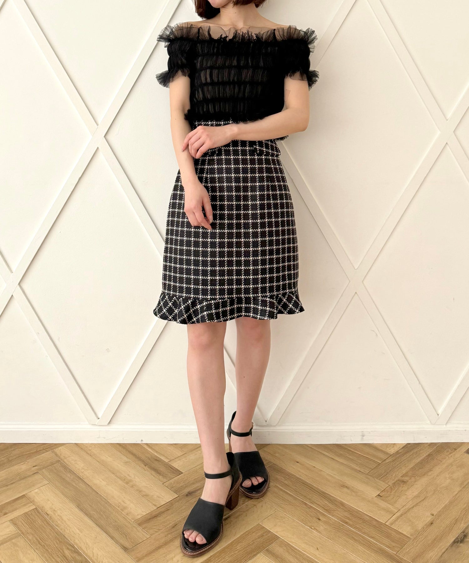 2way 抽褶薄紗女衫