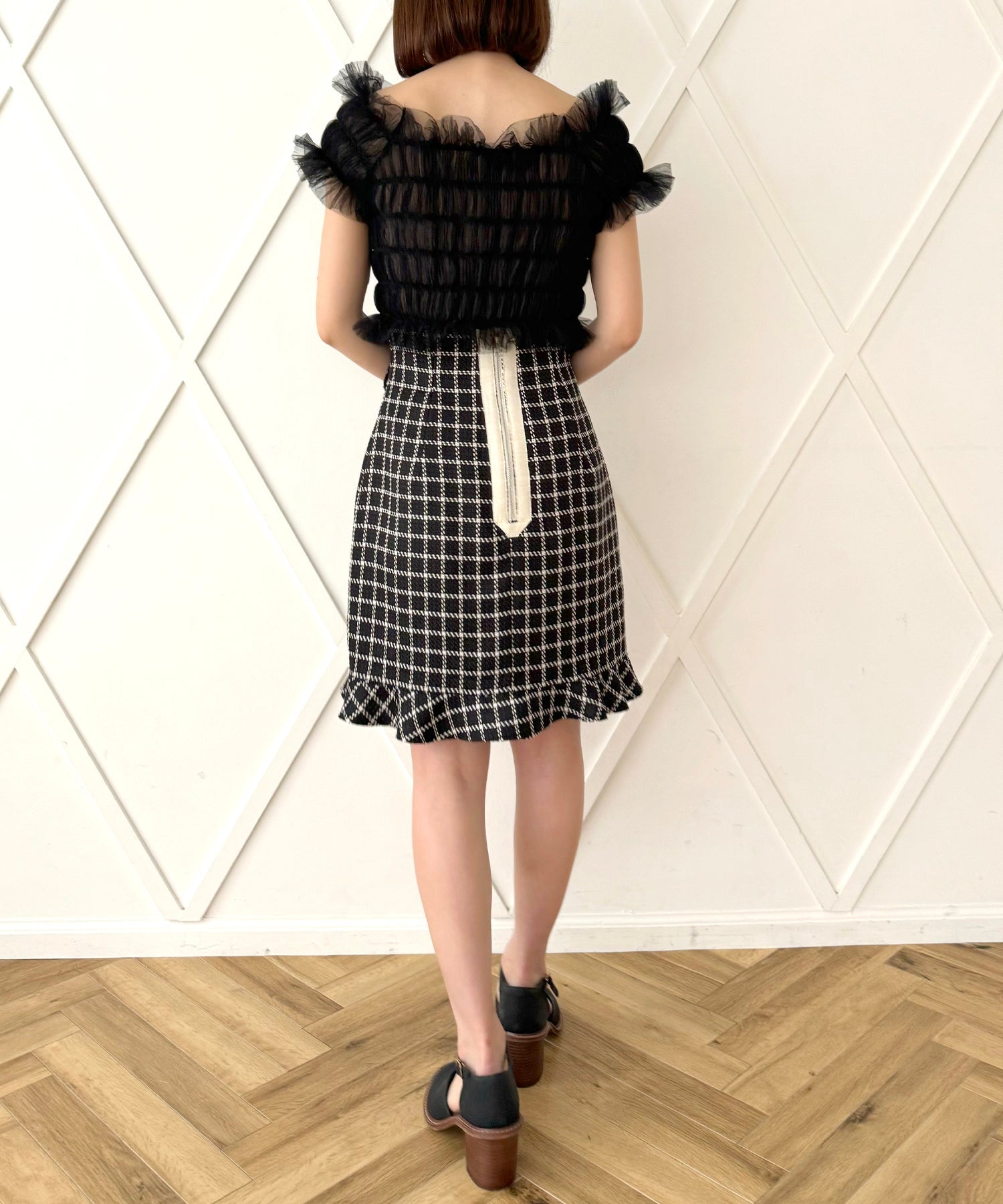 2way 抽褶薄紗女衫