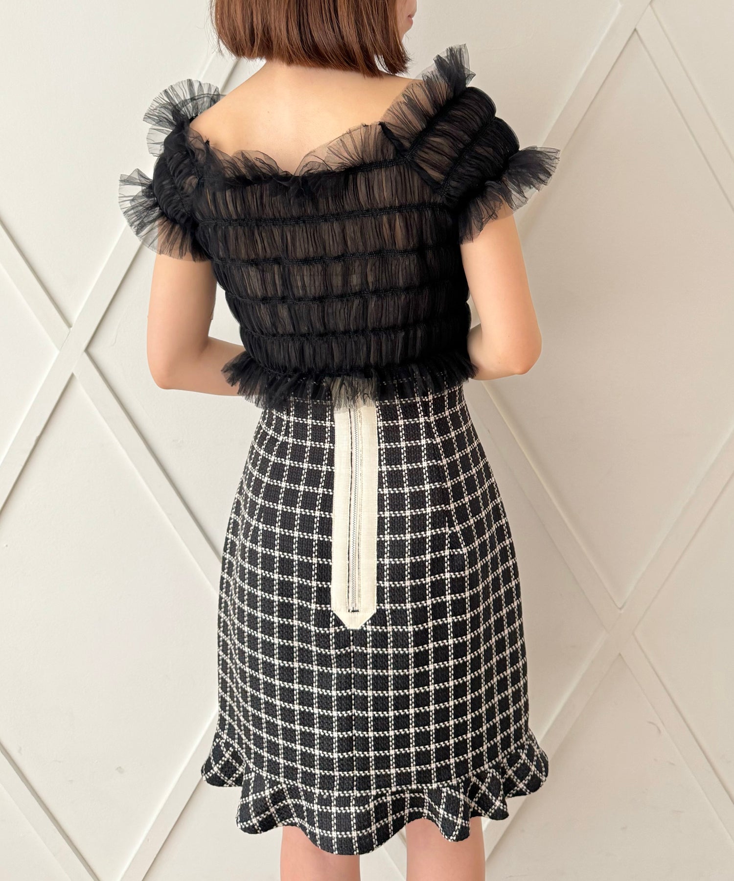 2way 抽褶薄紗女衫