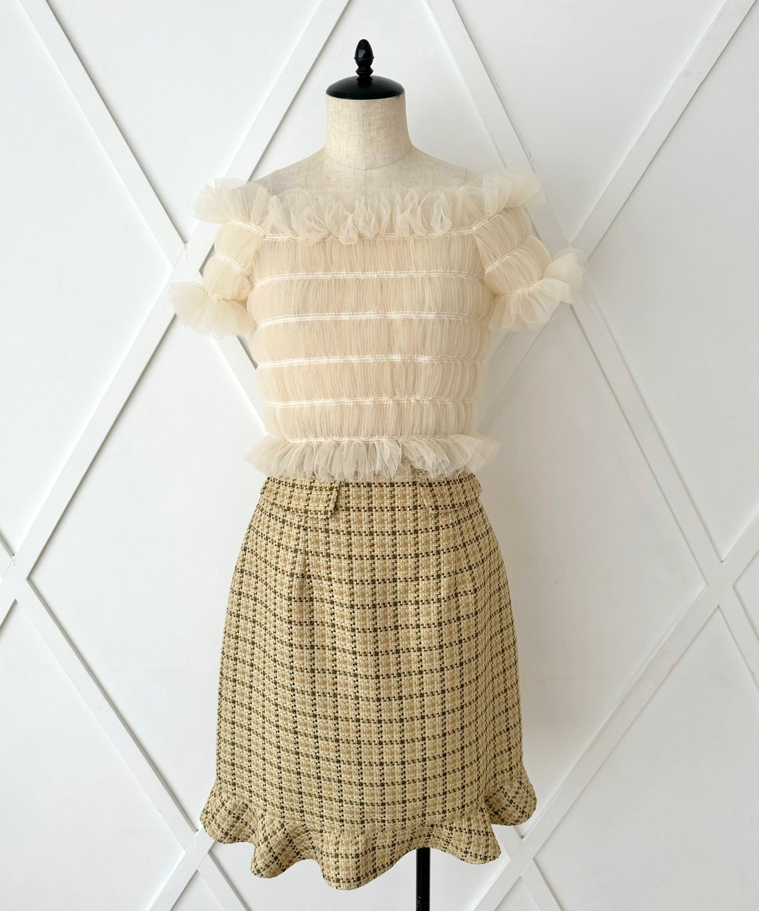 2way 抽褶薄紗女衫