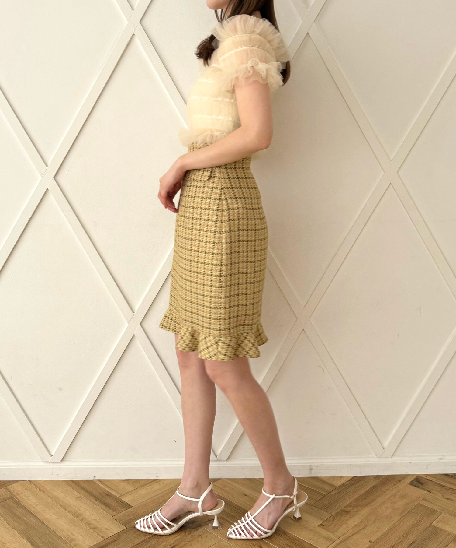 2way 抽褶薄紗女衫