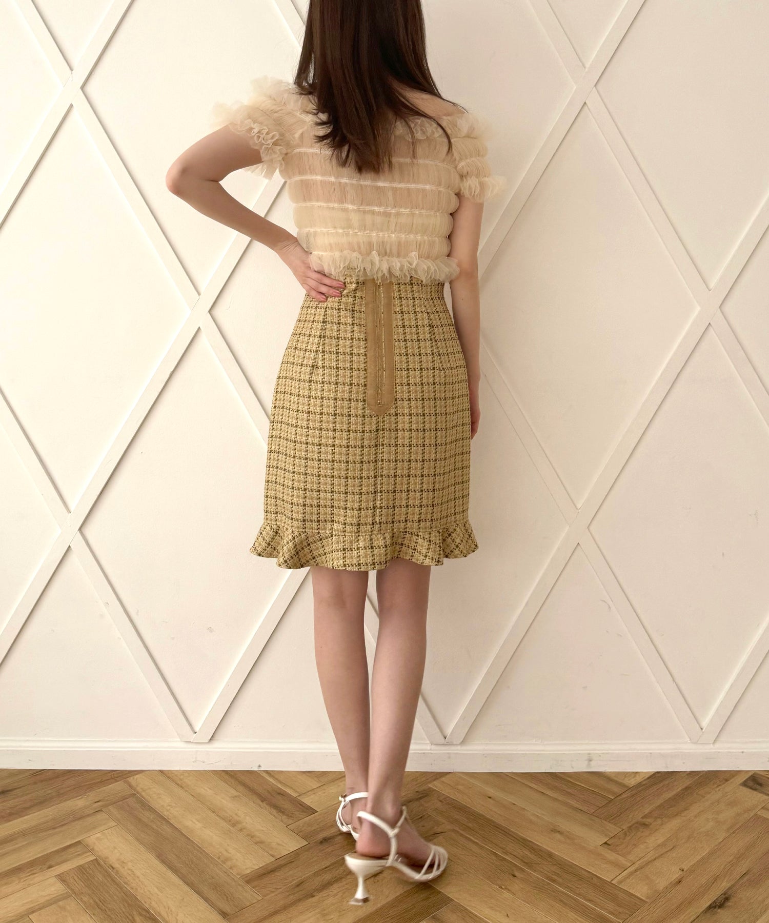 2way 抽褶薄紗女衫