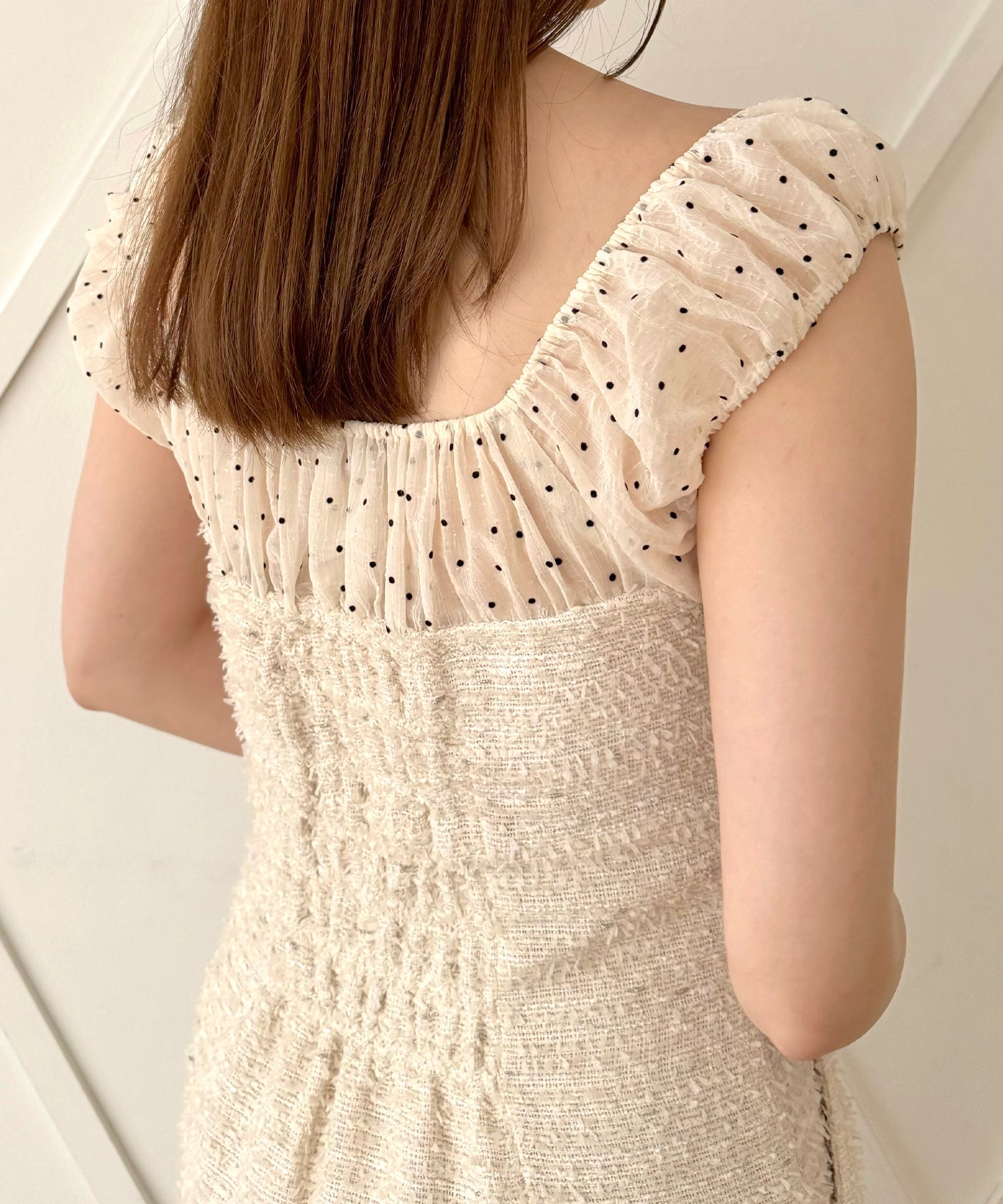 2wayドットツイードコンビワンピース