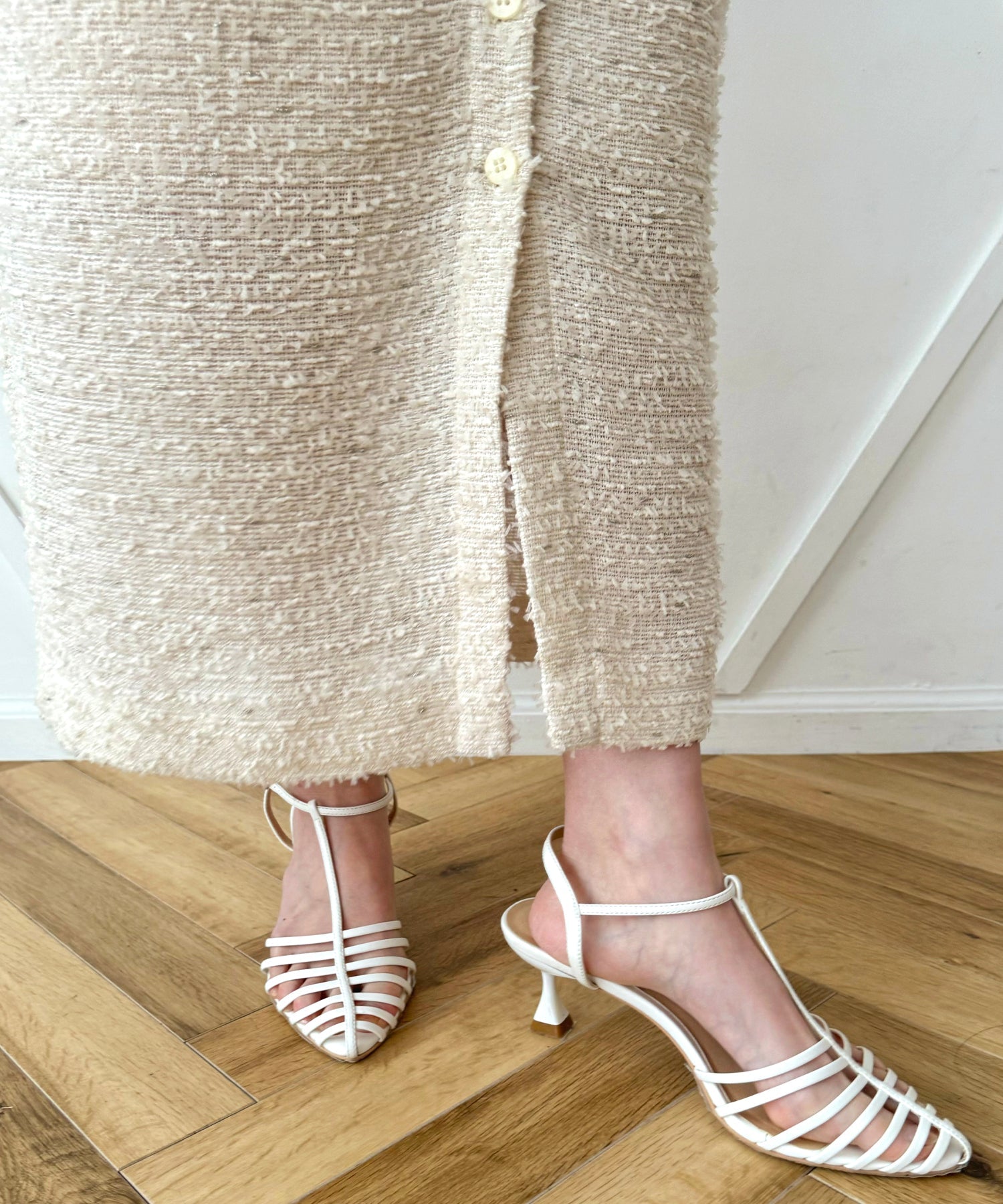 2wayドットツイードコンビワンピース