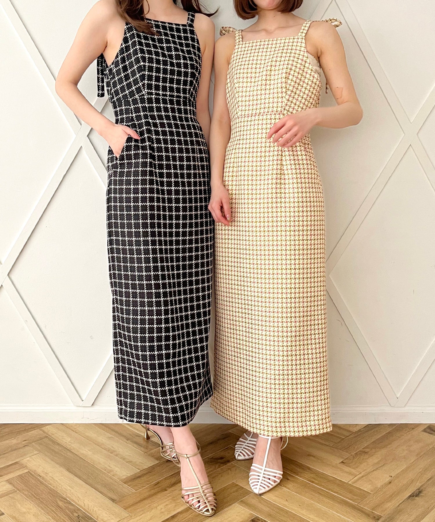 格紋吊帶連身裙