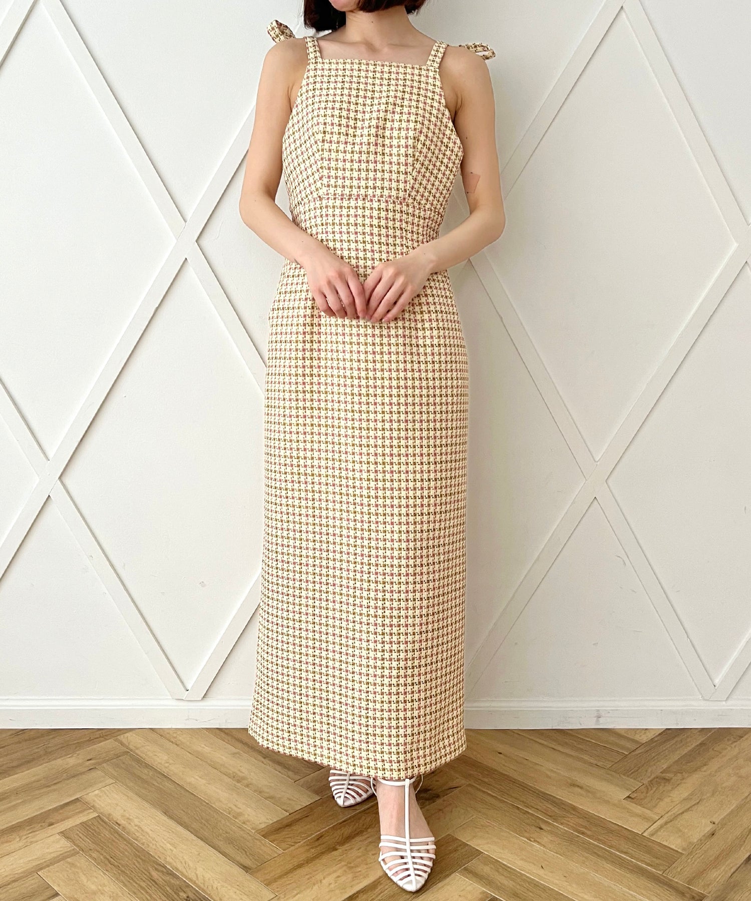 格紋吊帶連身裙