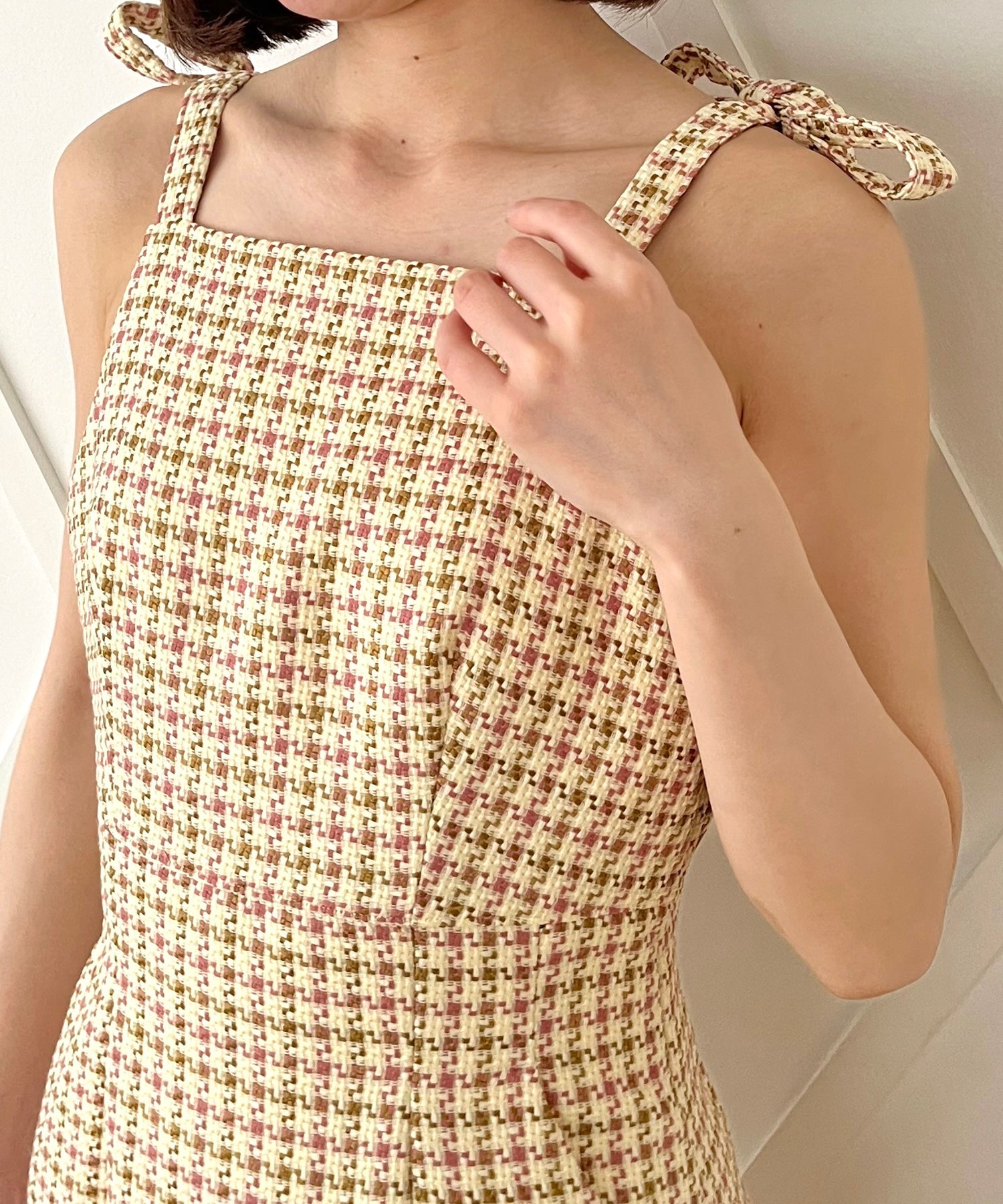 格紋吊帶連身裙