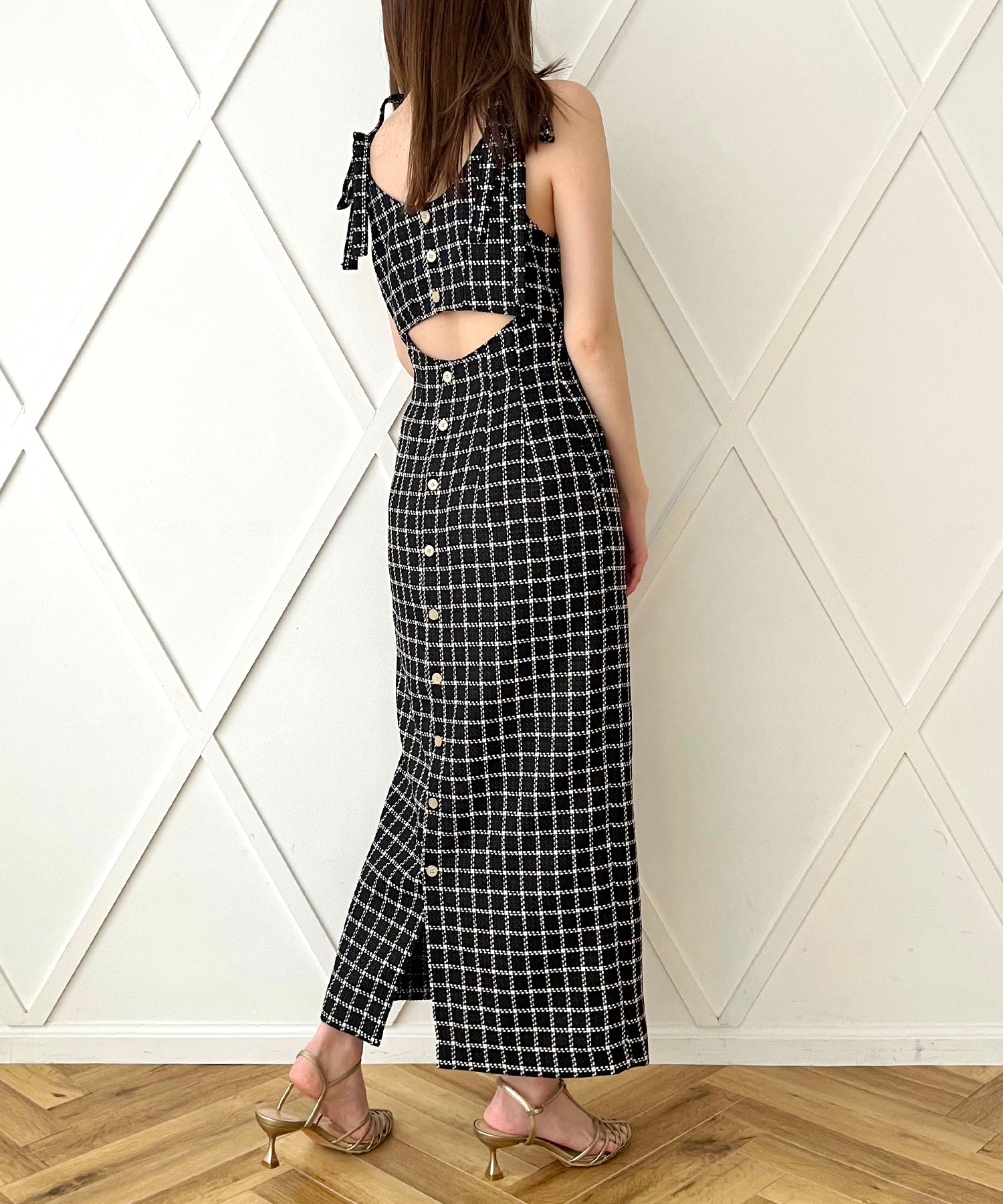 格紋吊帶連身裙