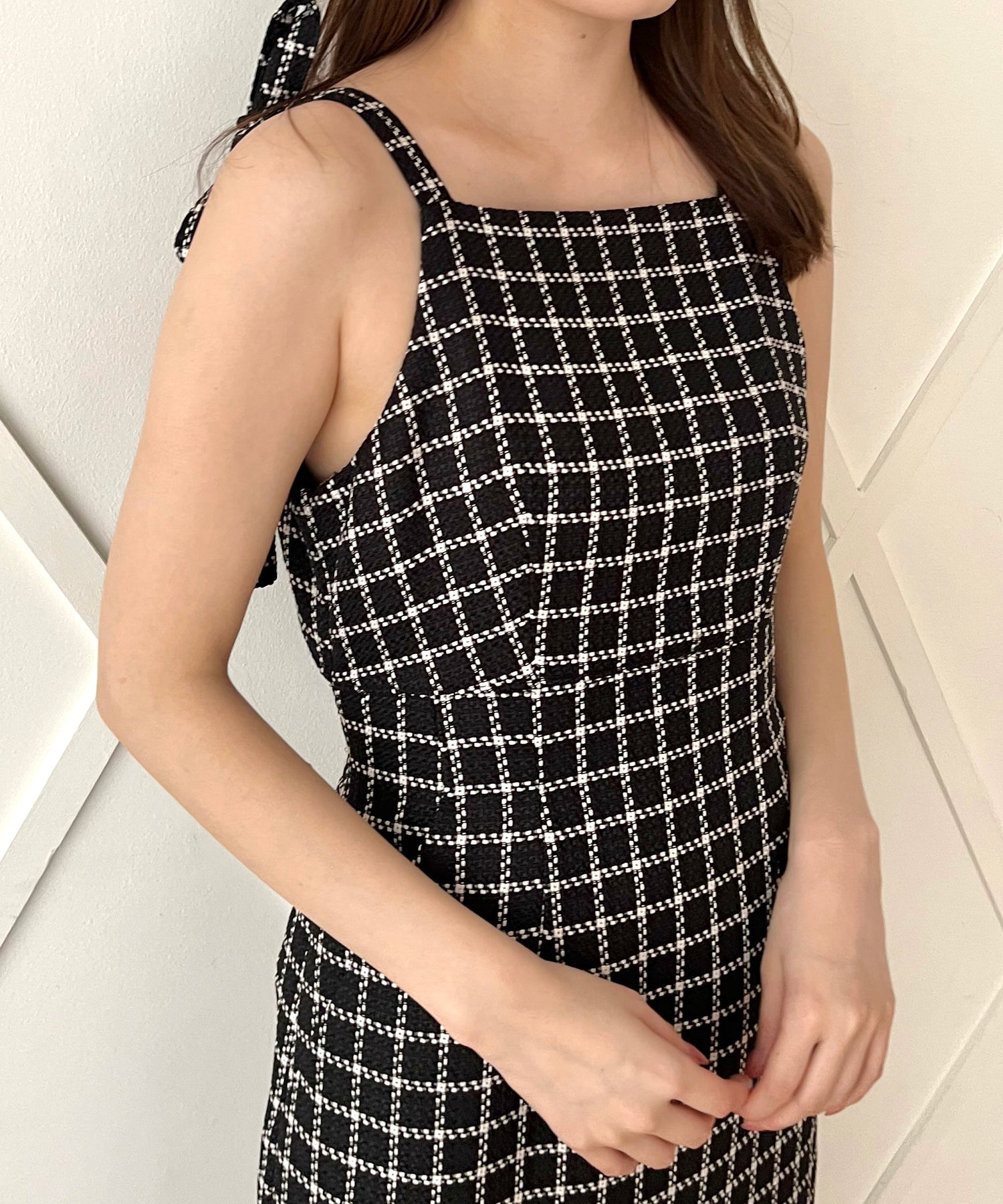 格紋吊帶連身裙