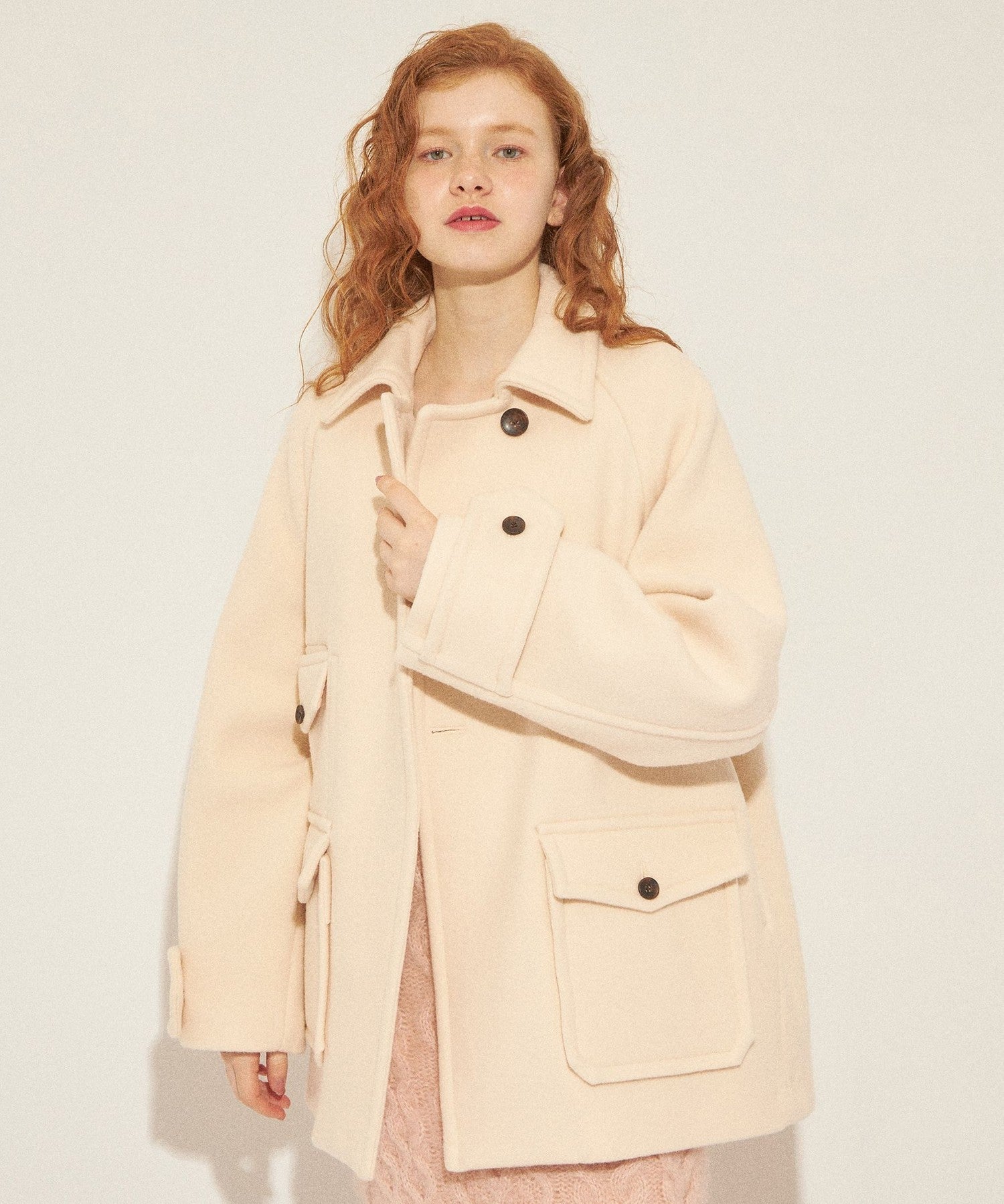 柔軟莫薩染色領口袋外套