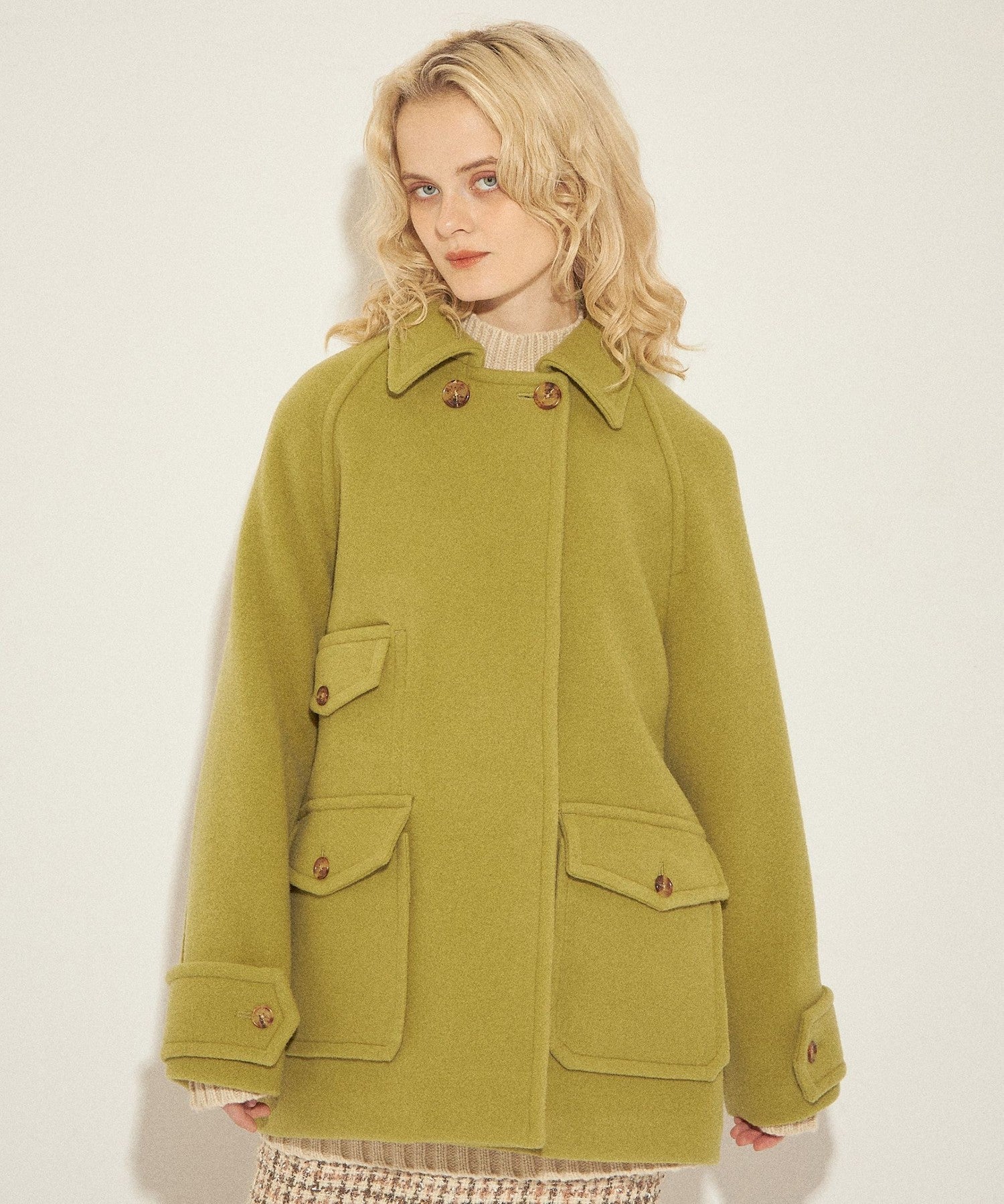 柔軟莫薩染色領口袋外套