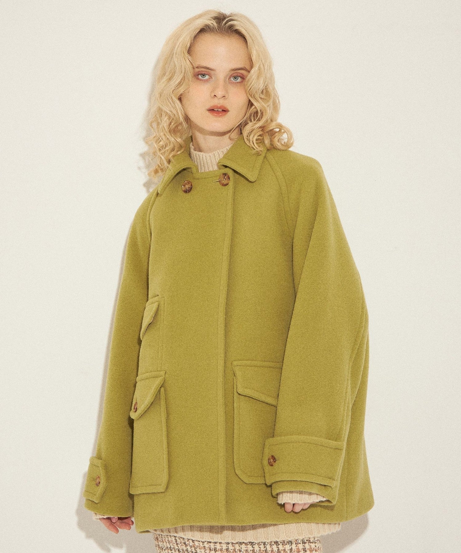 柔軟莫薩染色領口袋外套