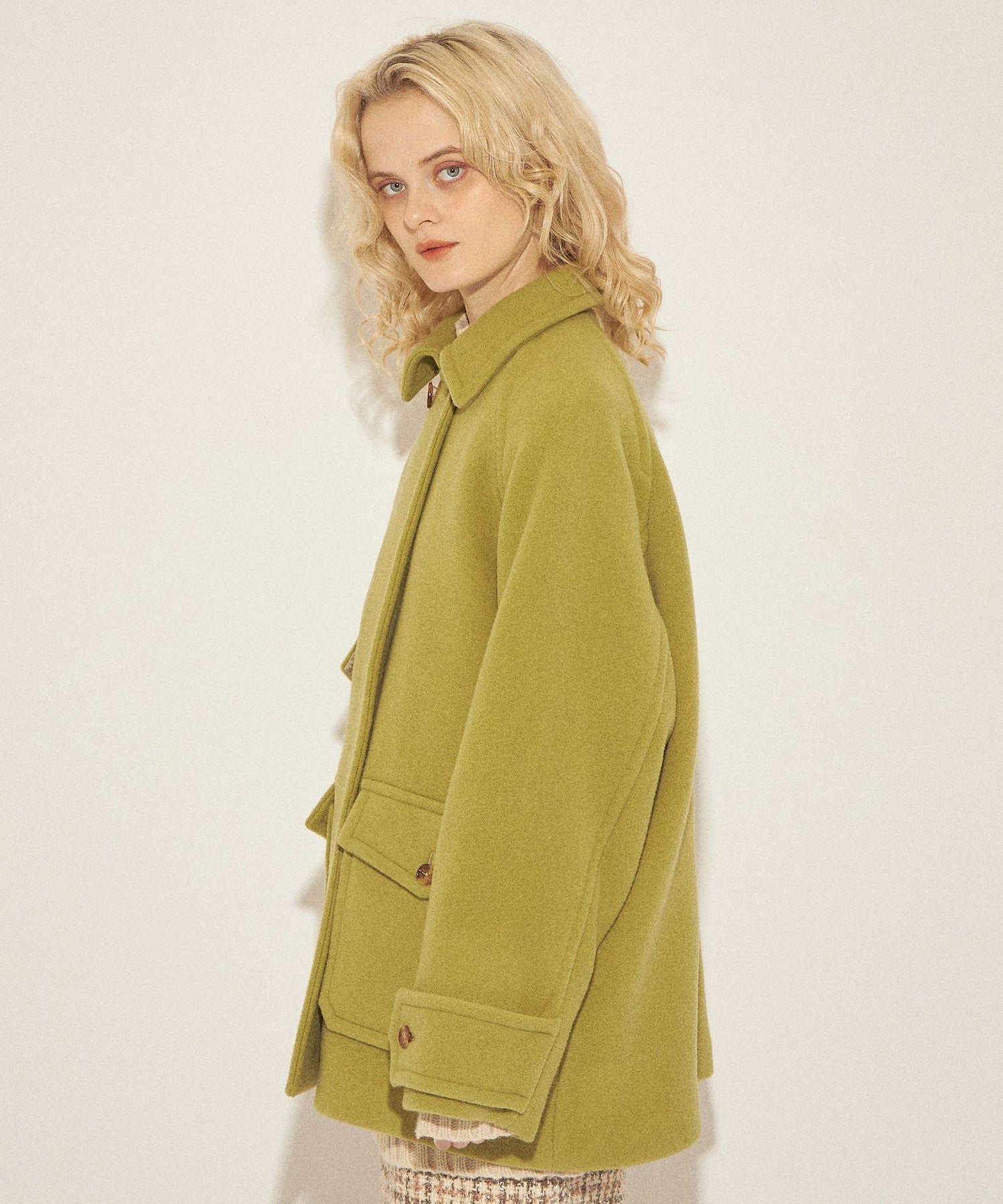 柔軟莫薩染色領口袋外套