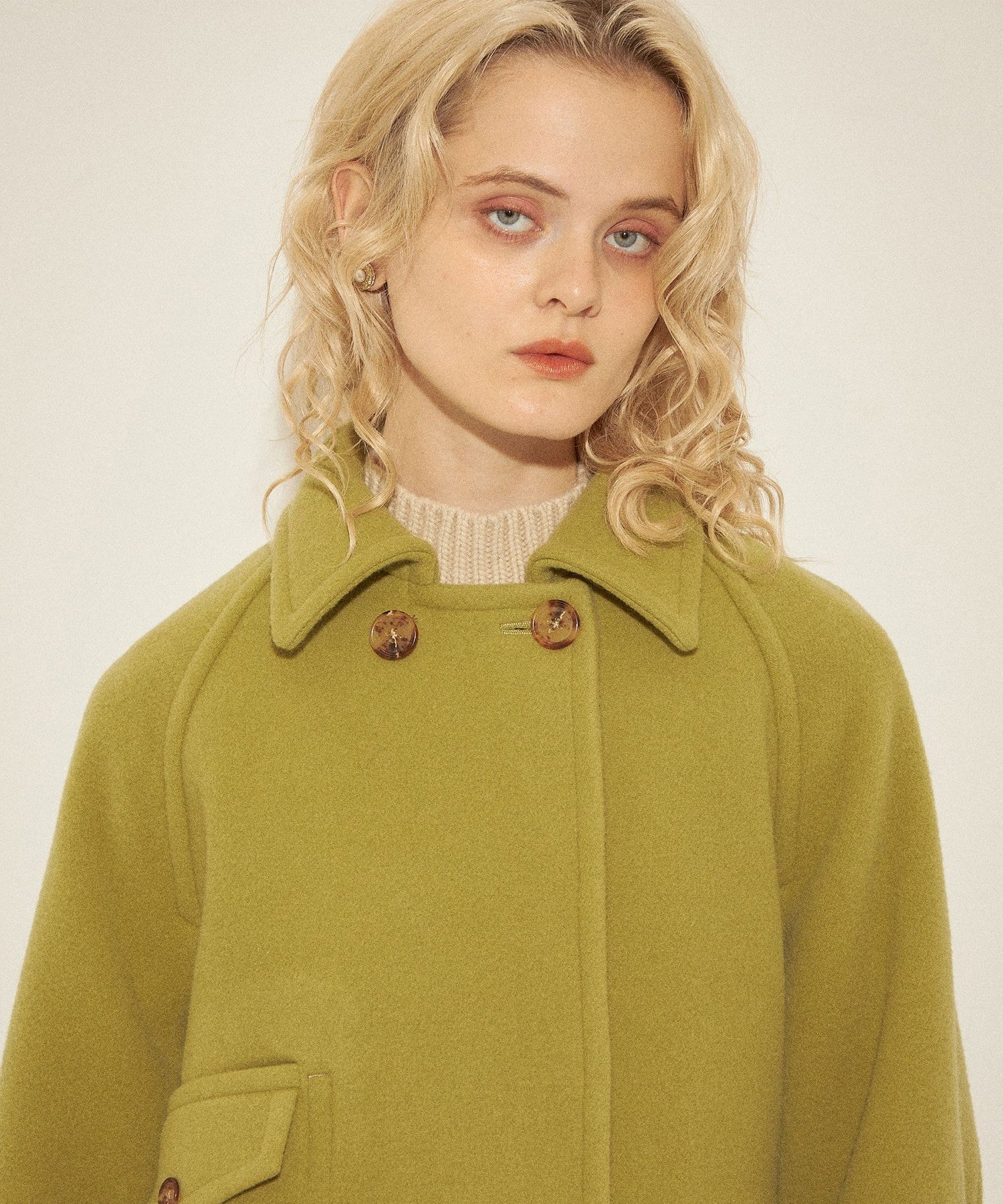 柔軟莫薩染色領口袋外套