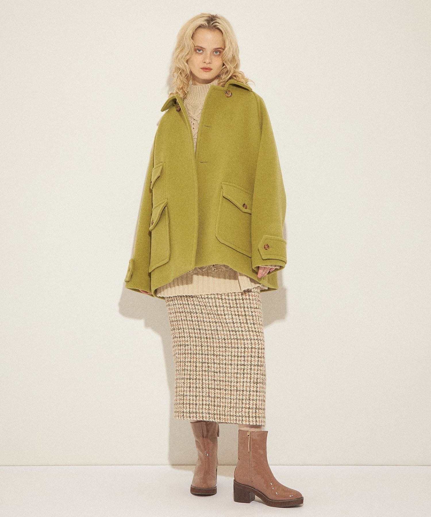 柔軟莫薩染色領口袋外套