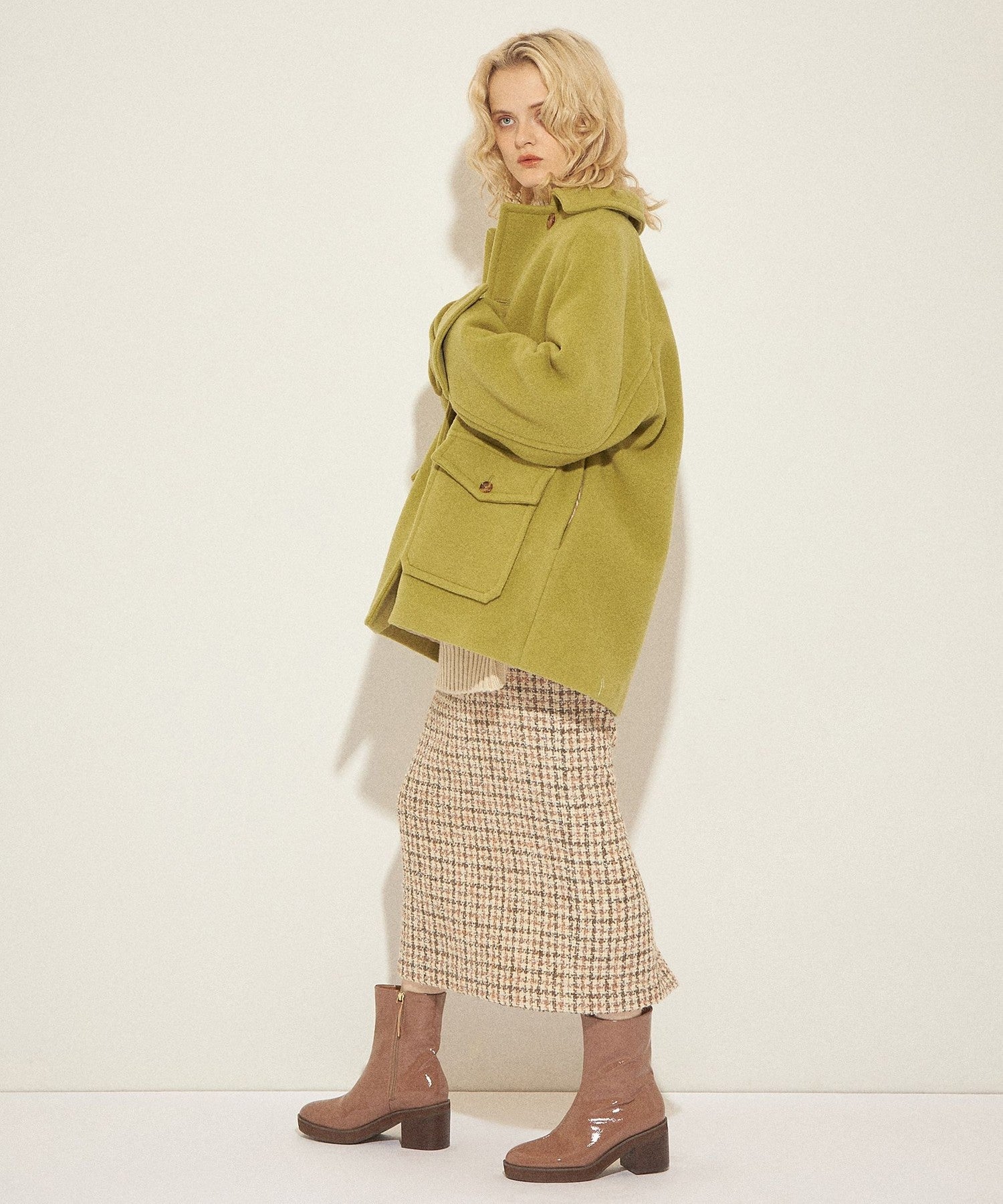 柔軟莫薩染色領口袋外套