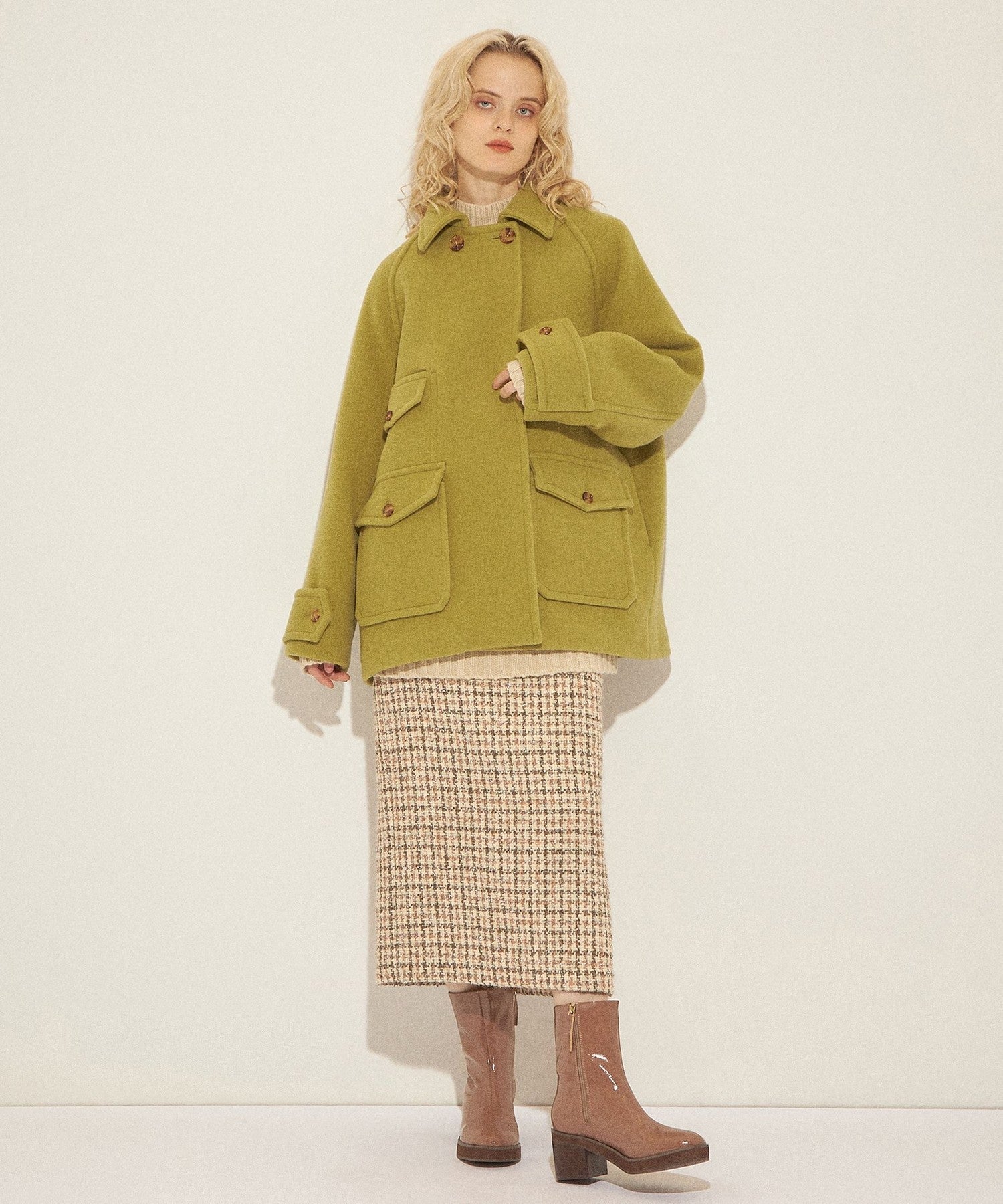 柔軟莫薩染色領口袋外套