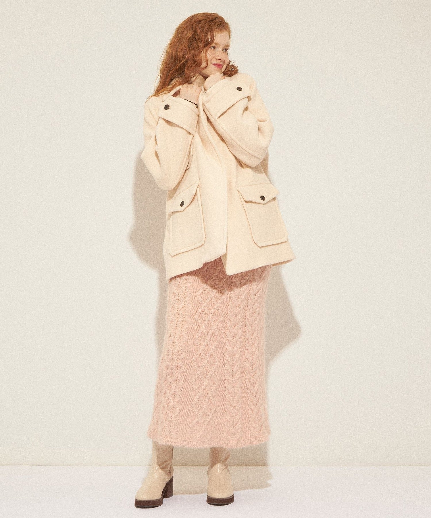 柔軟莫薩染色領口袋外套