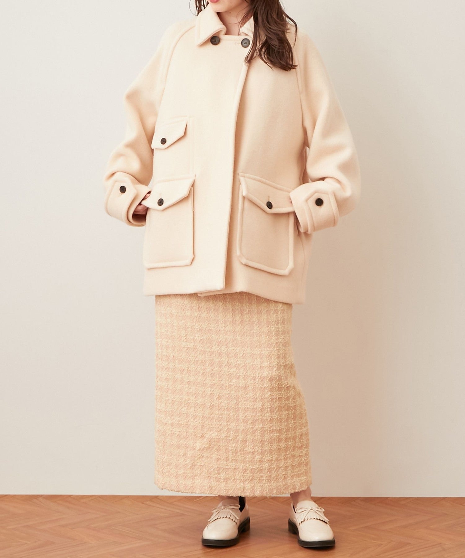 柔軟莫薩染色領口袋外套