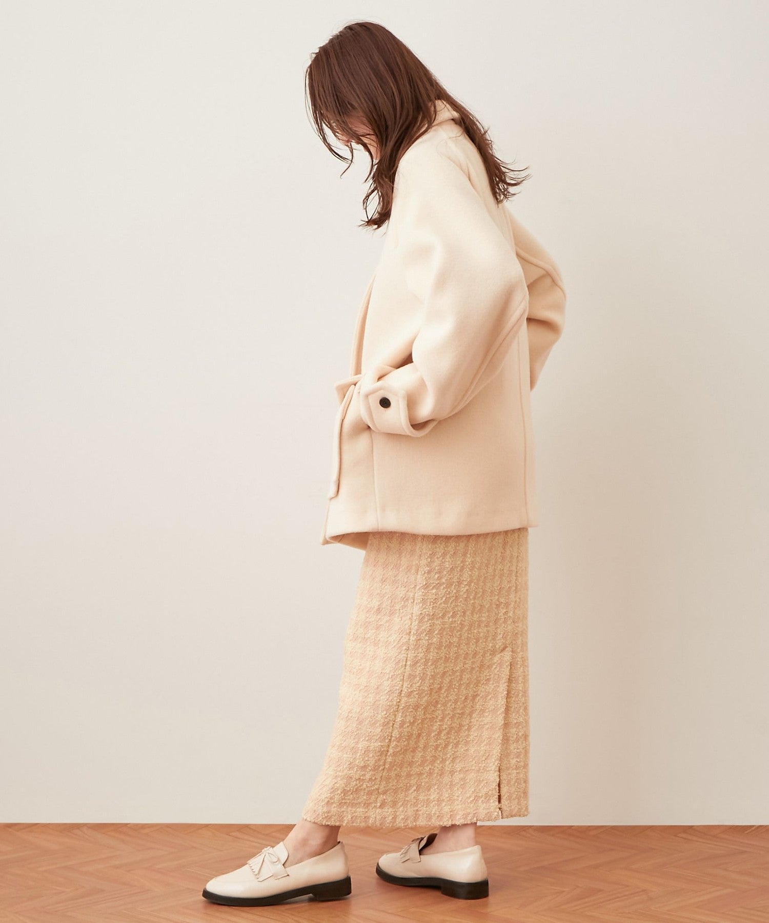 柔軟莫薩染色領口袋外套