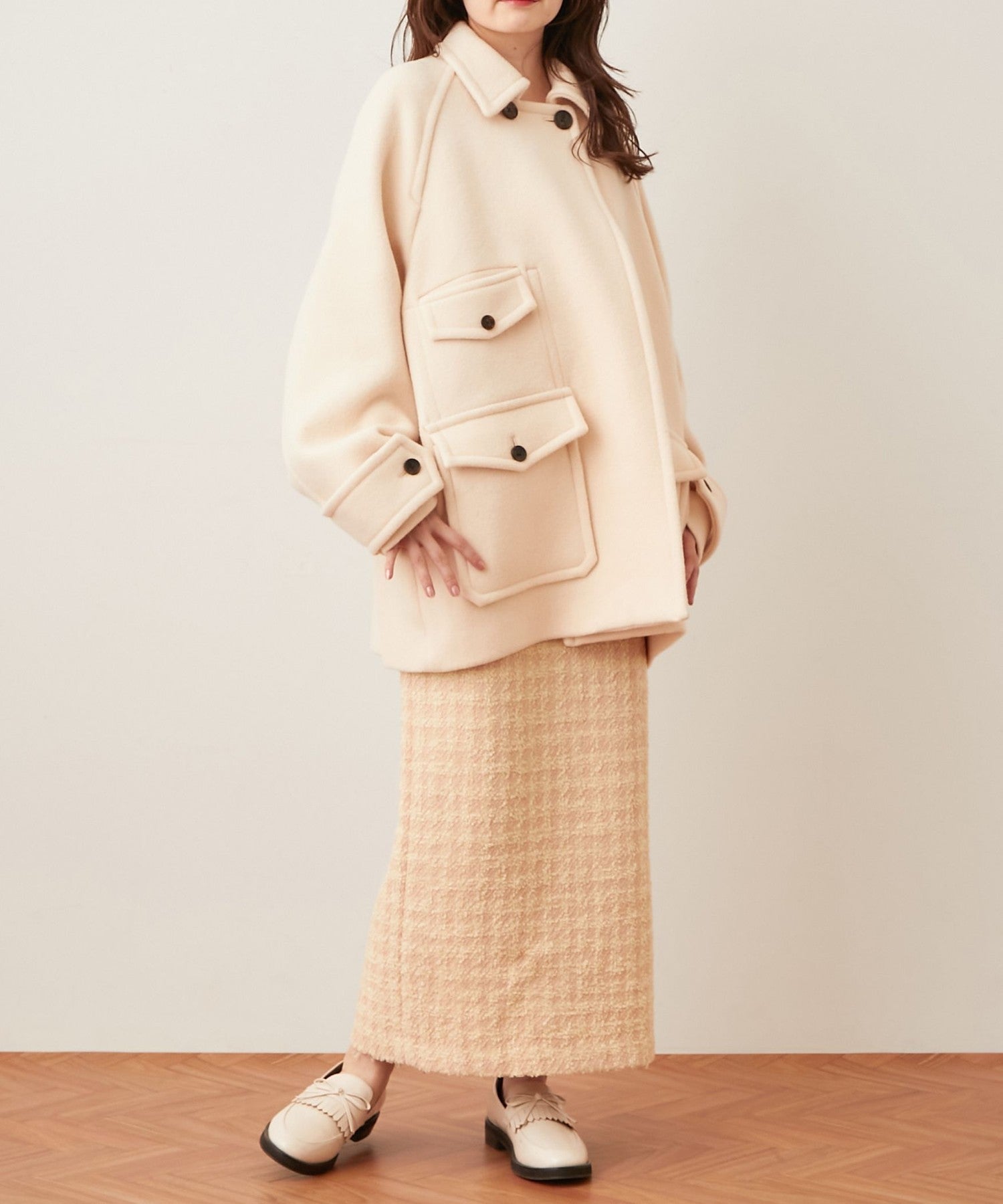 柔軟莫薩染色領口袋外套