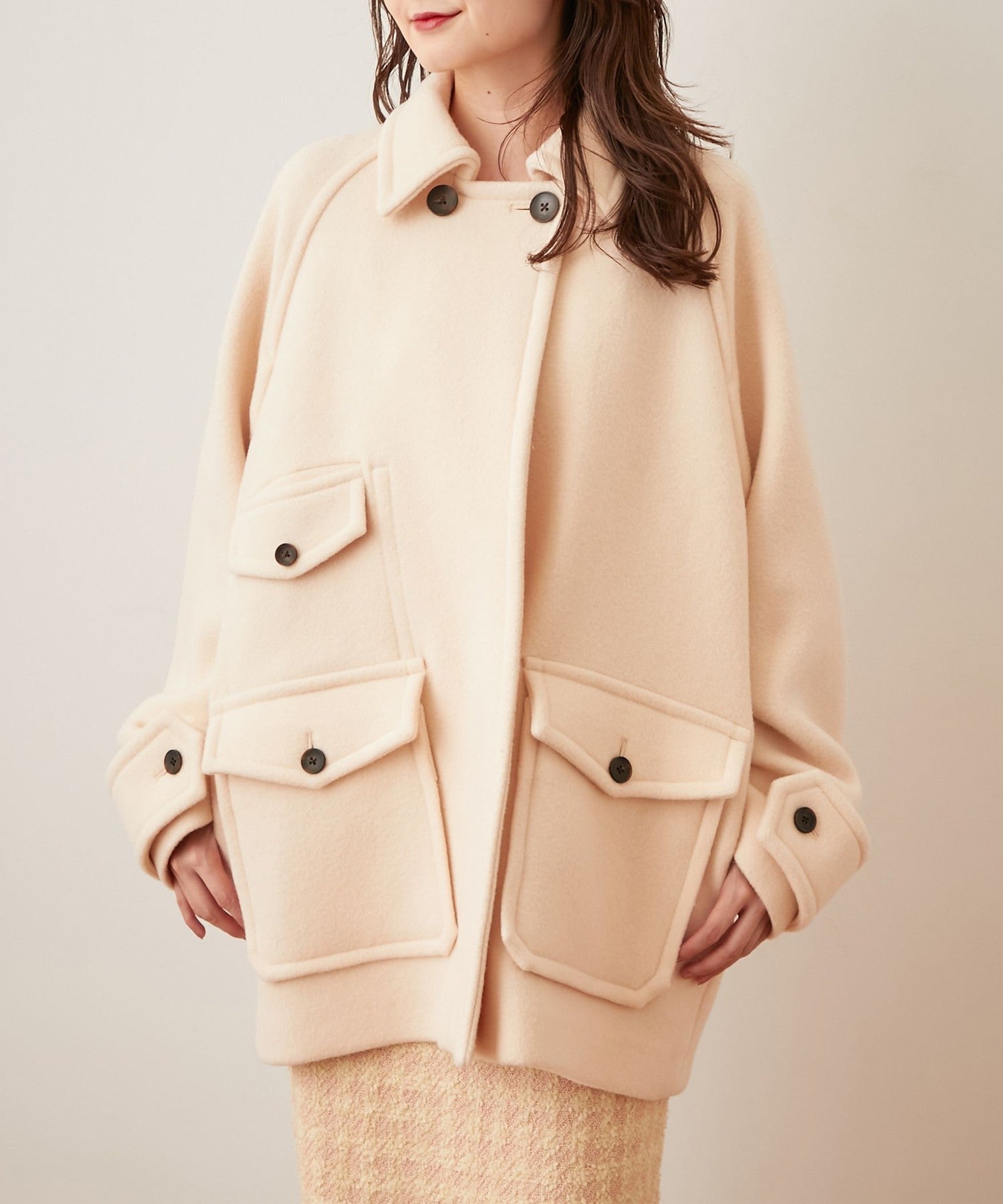 柔軟莫薩染色領口袋外套