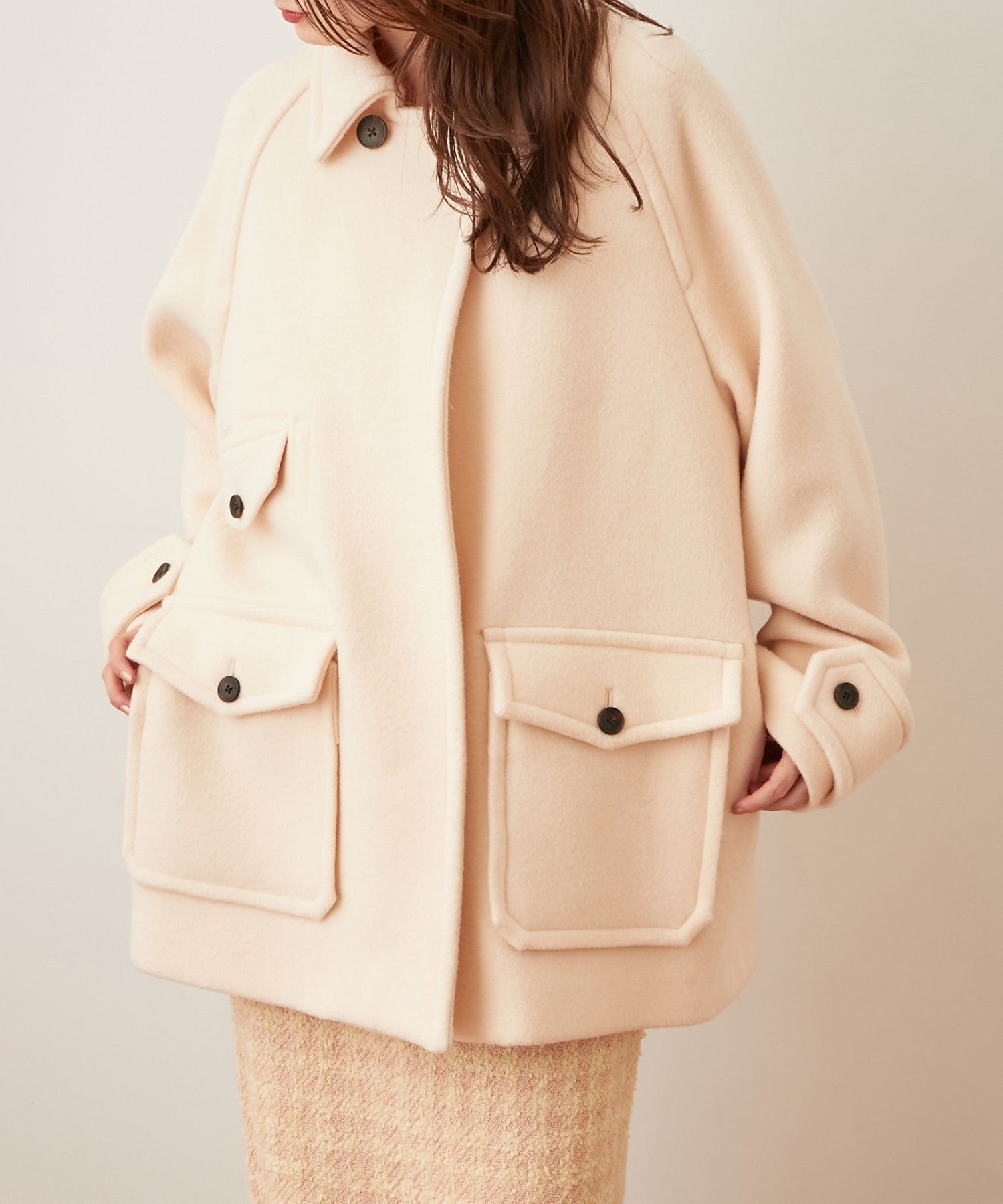 柔軟莫薩染色領口袋外套