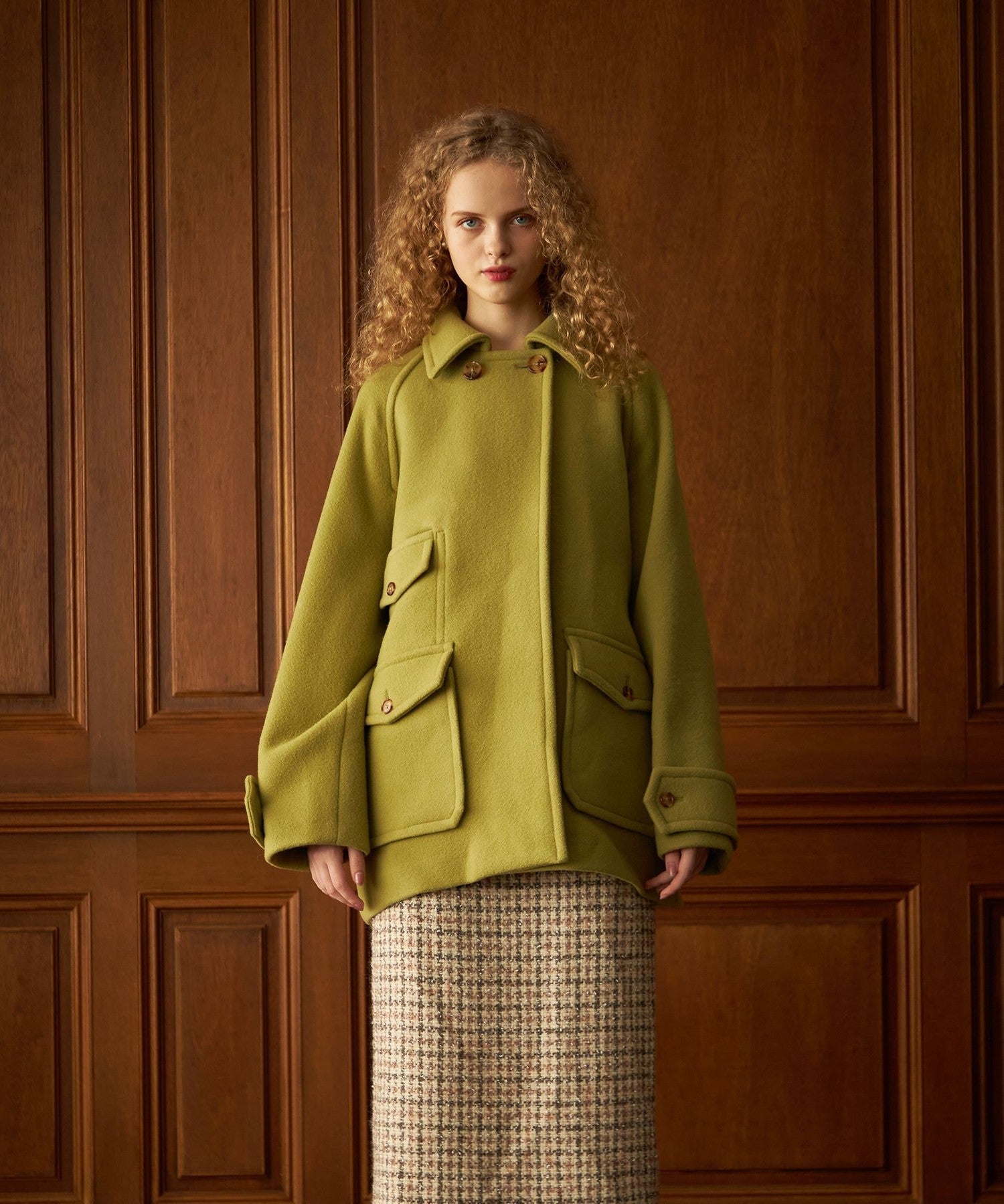 柔軟莫薩染色領口袋外套