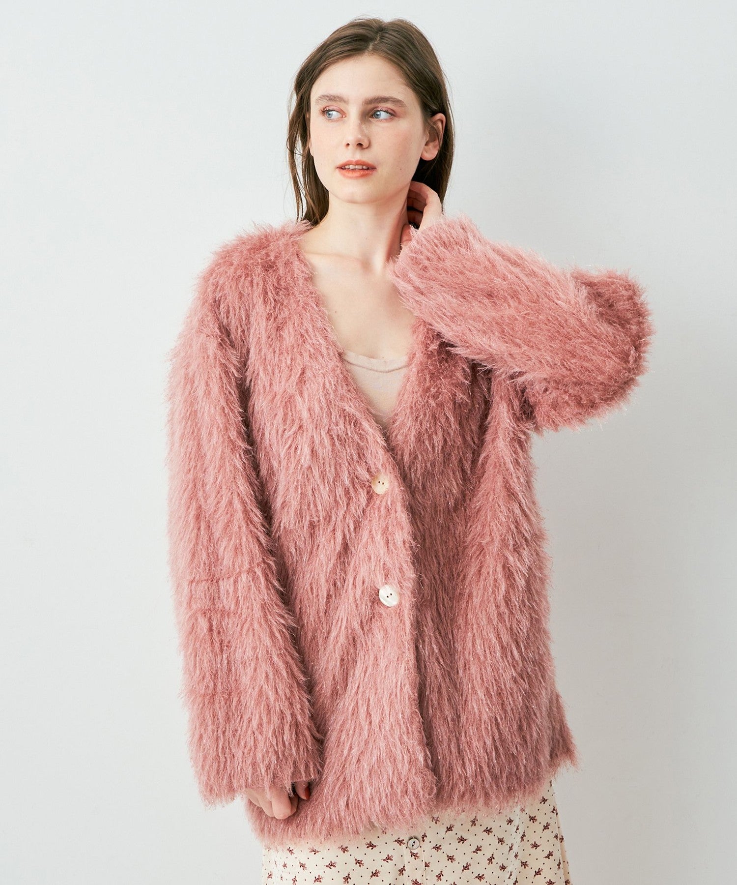 亮色毛茸茸長外套