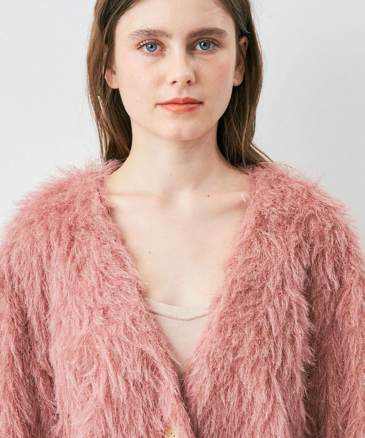 亮色毛茸茸長外套