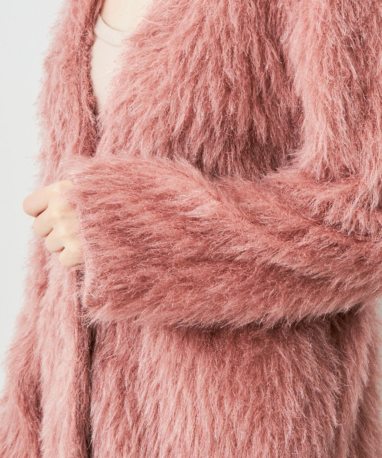 亮色毛茸茸長外套