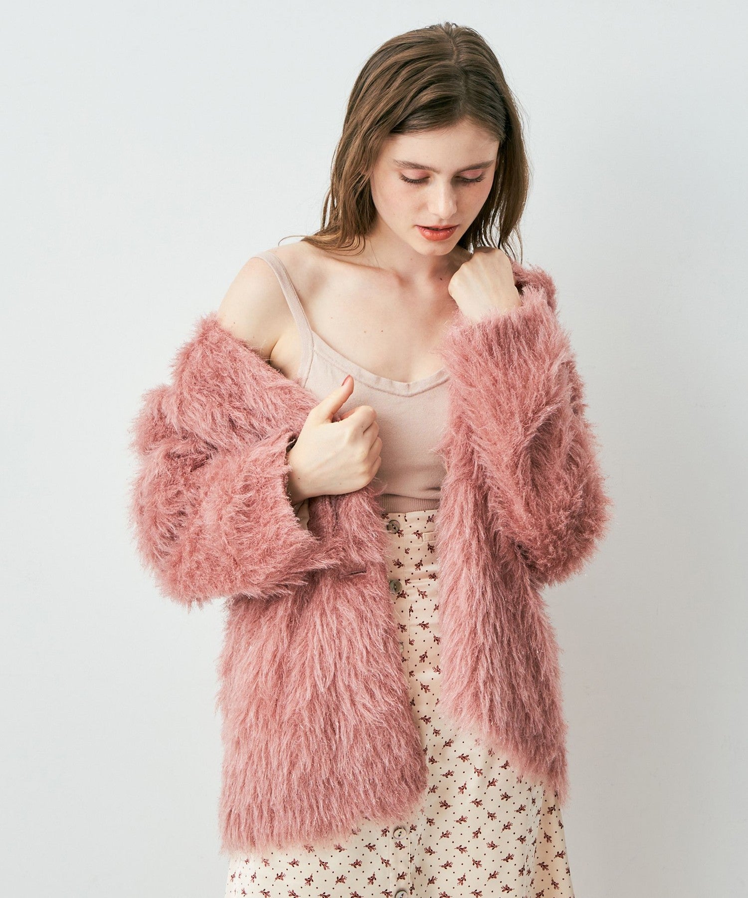 亮色毛茸茸長外套