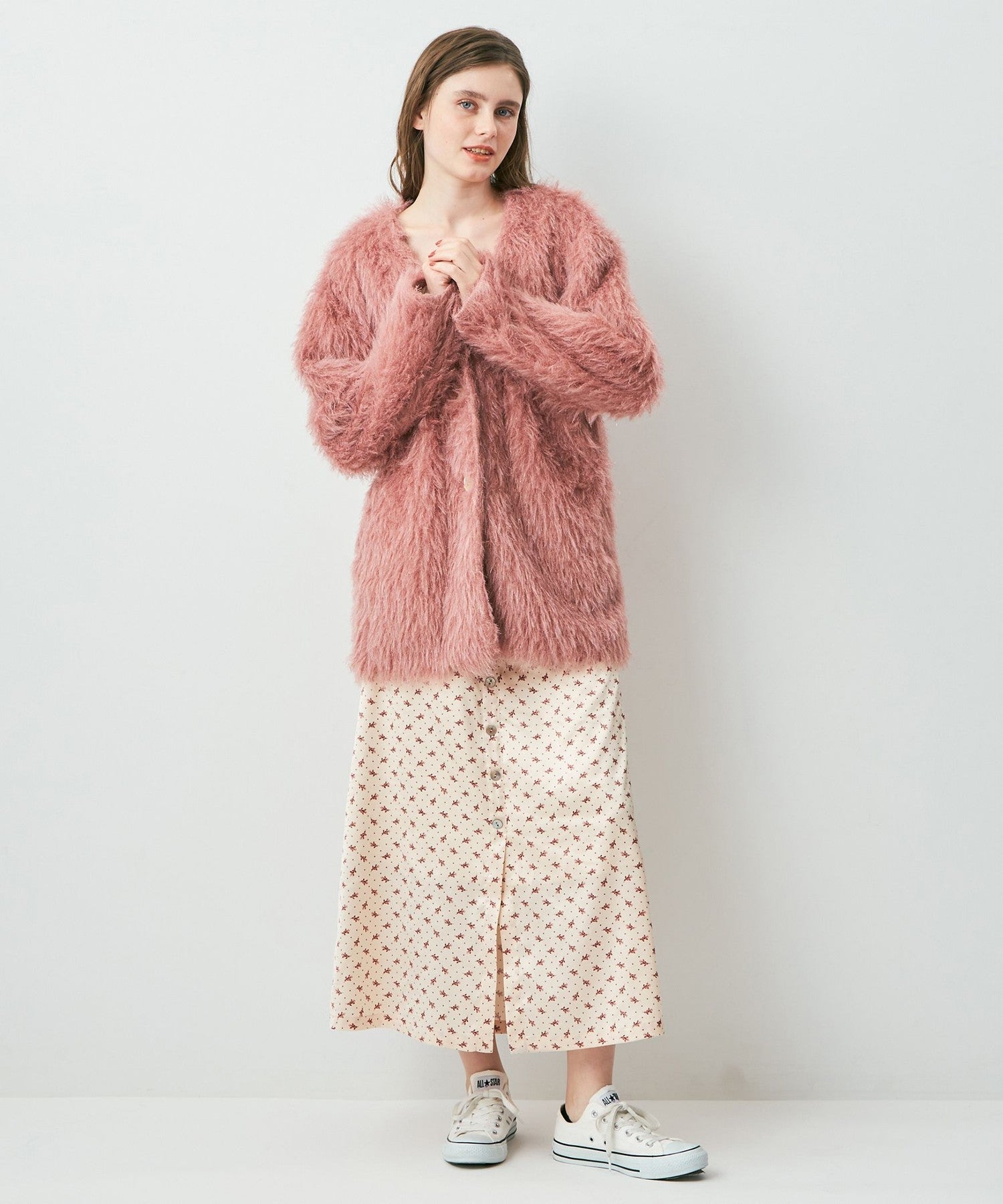 亮色毛茸茸長外套