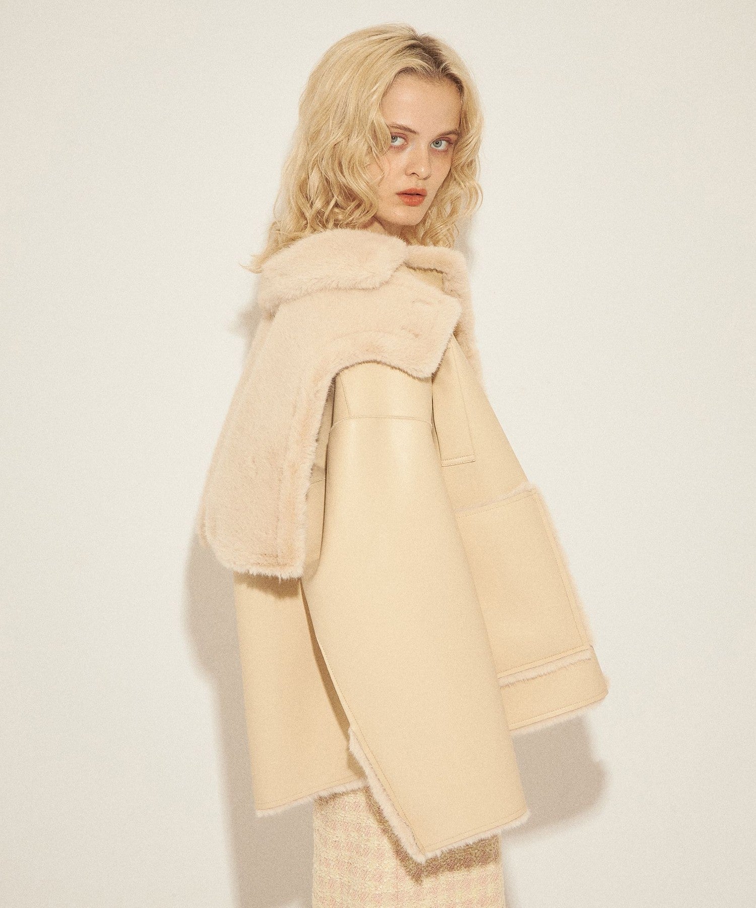 人造羊毛皮雙面大衣