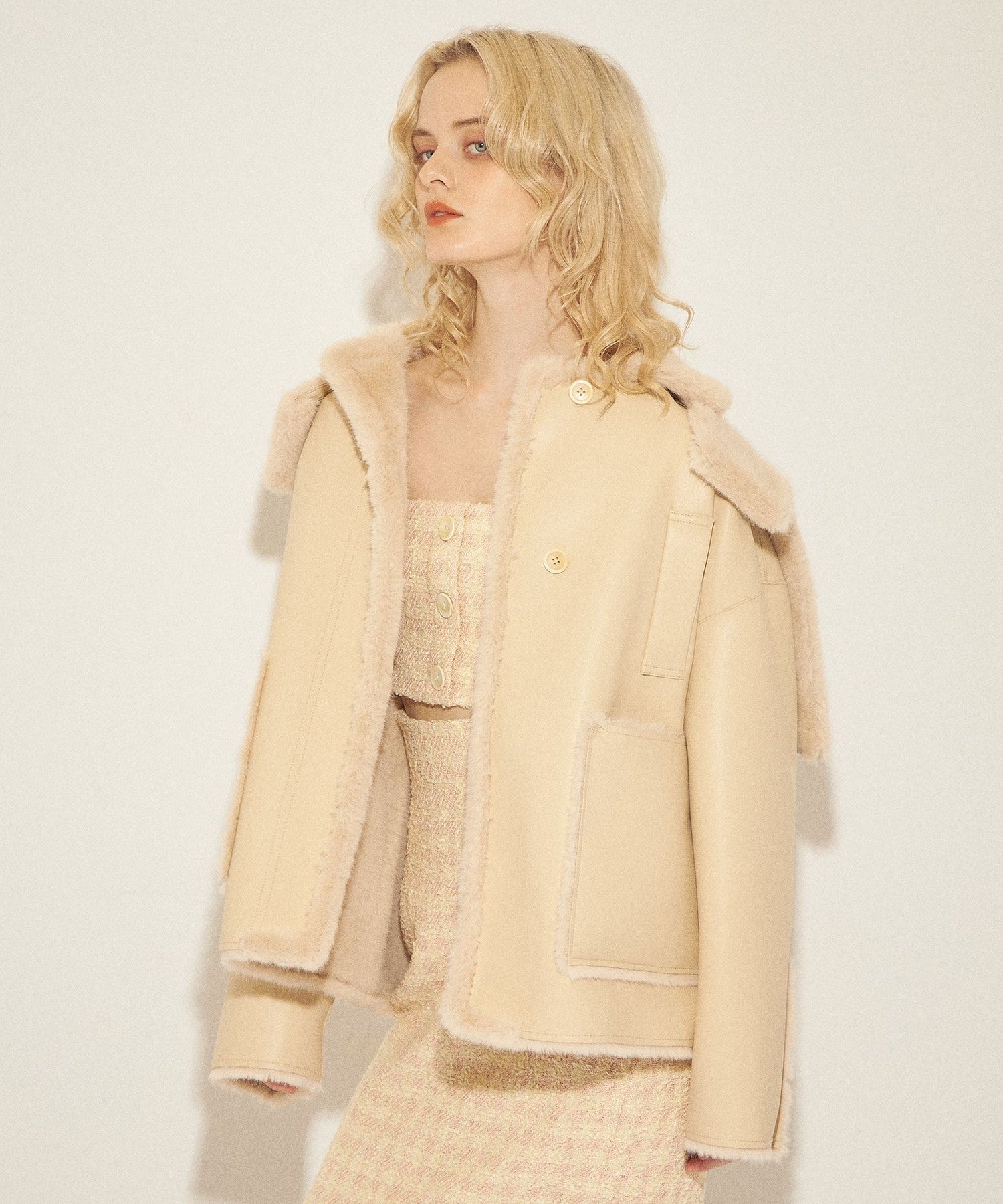 人造羊毛皮雙面大衣