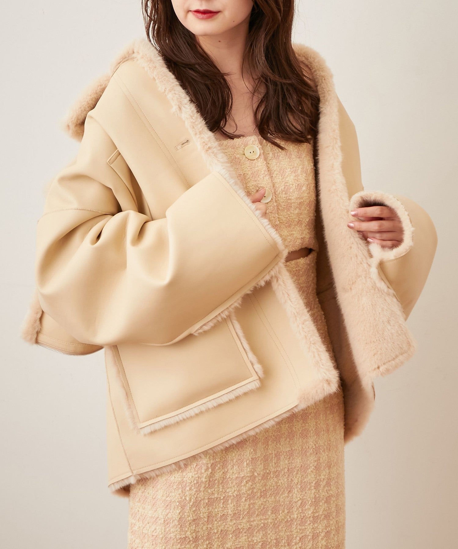 人造羊毛皮雙面大衣