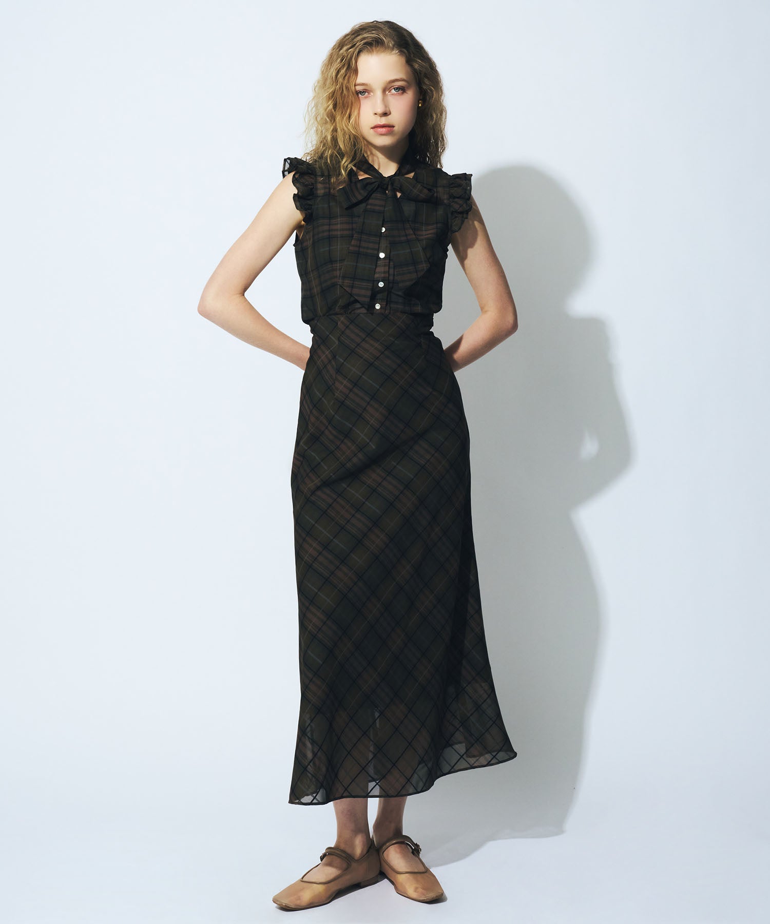 【予約】シアーチェックバイヤススカート