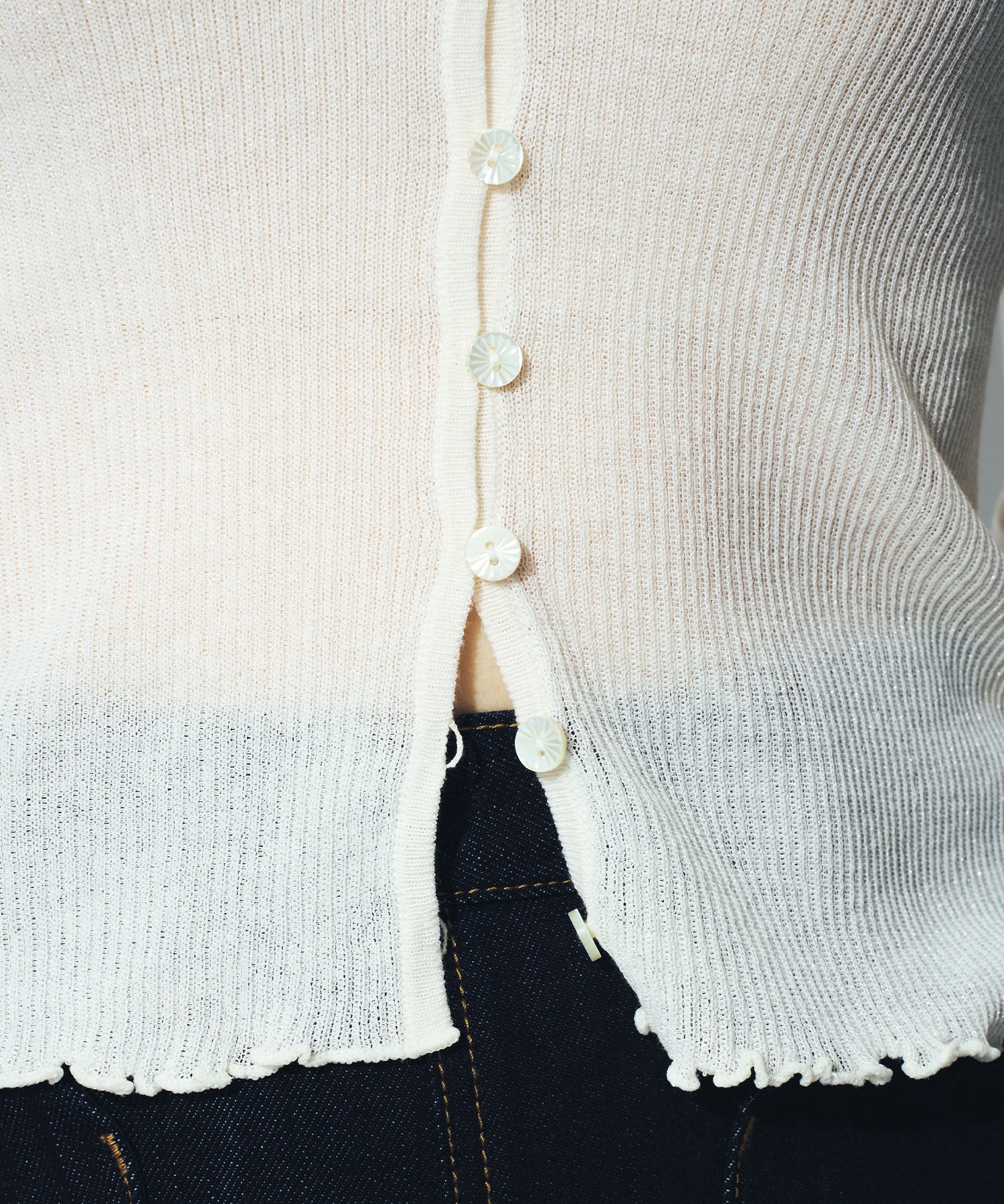 シアーリブニットカーディガン