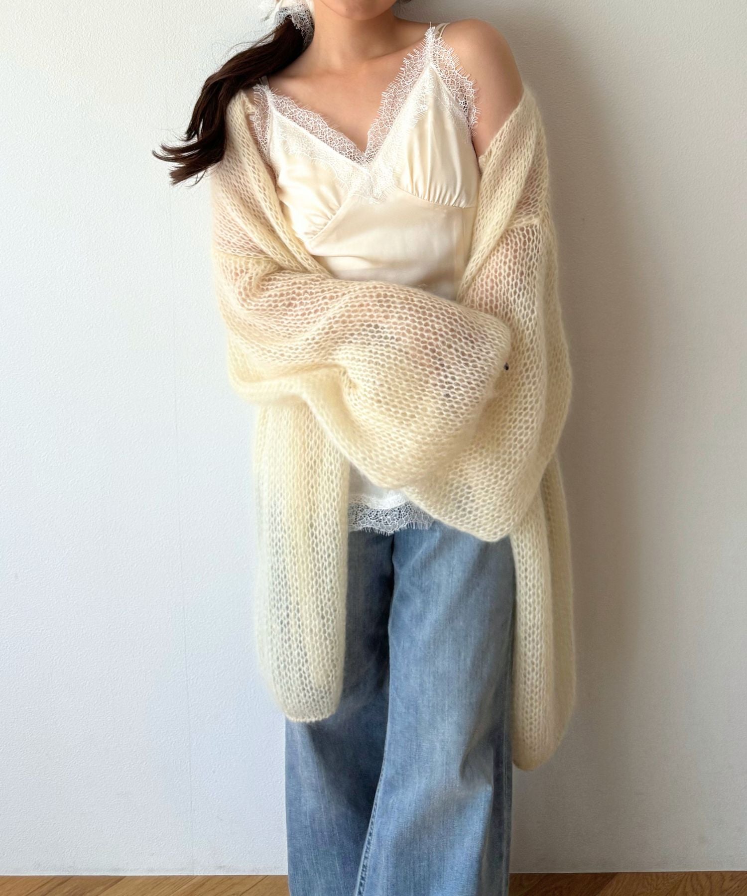 2WAYキッドモヘヤシアーニット