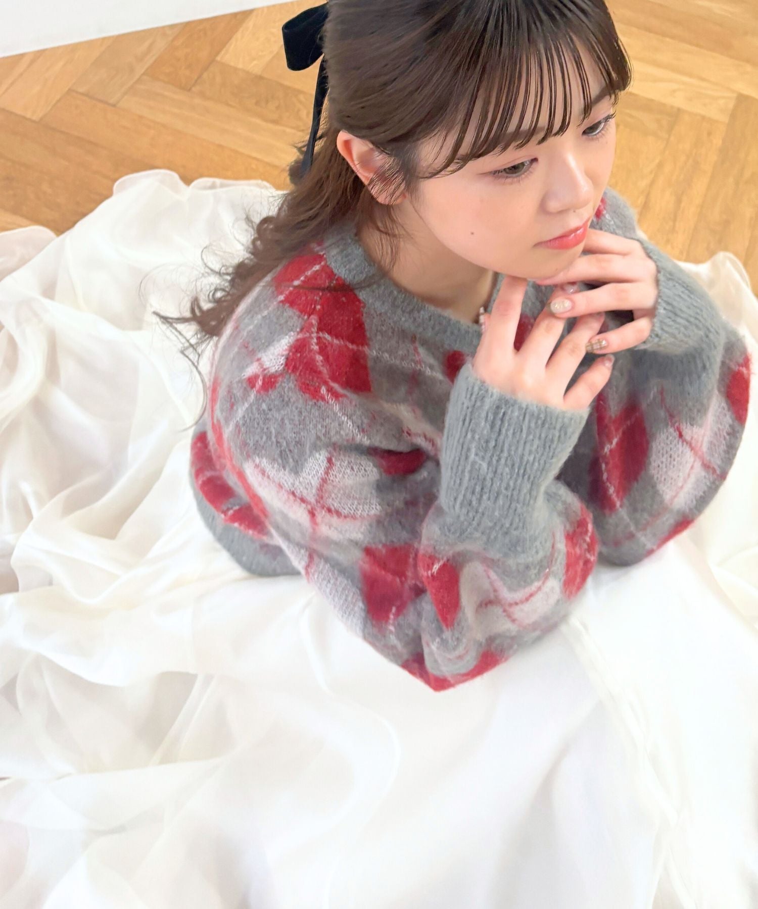 ハートアーガイルカーディガン