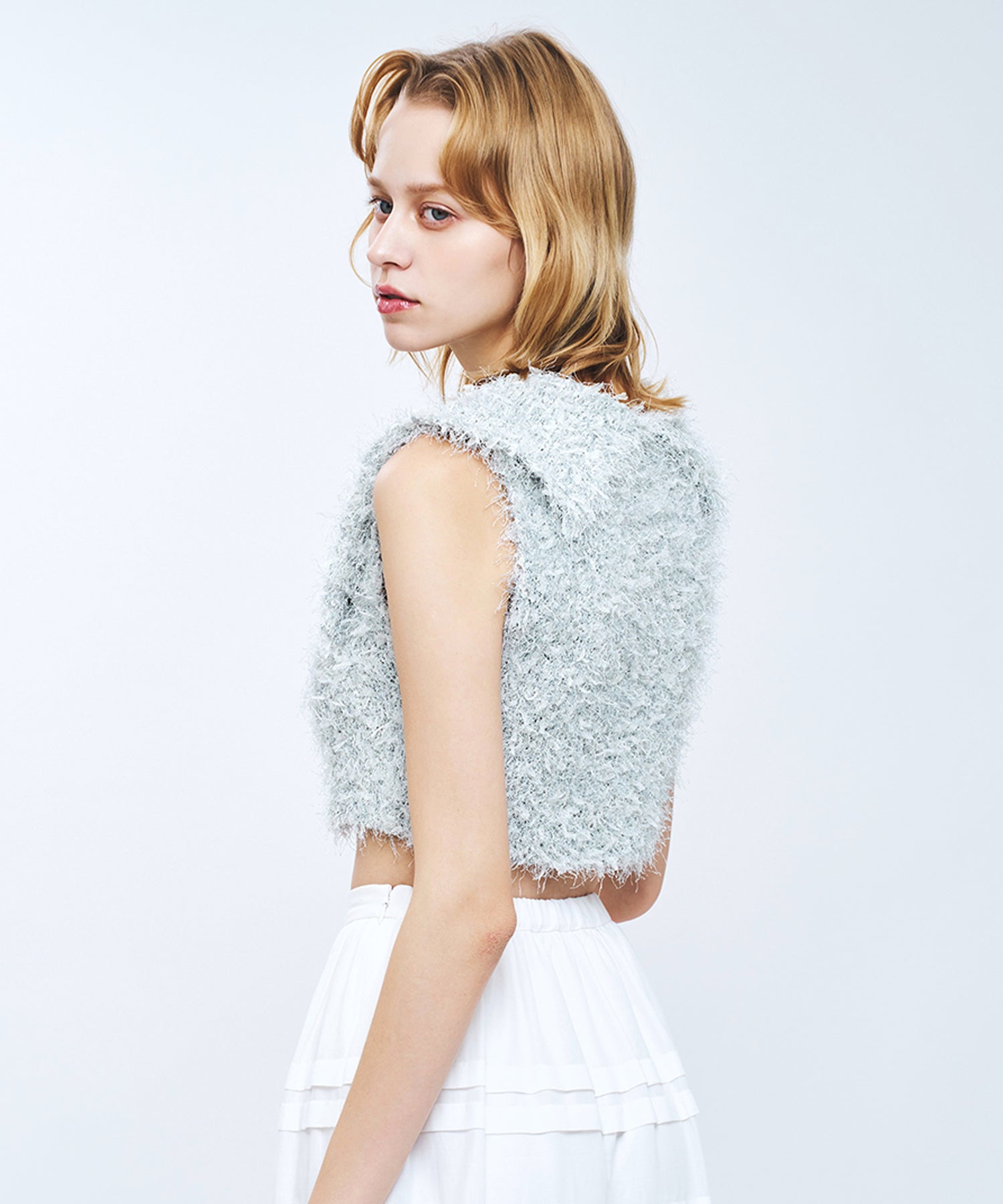 リボンシャギーカラーニット