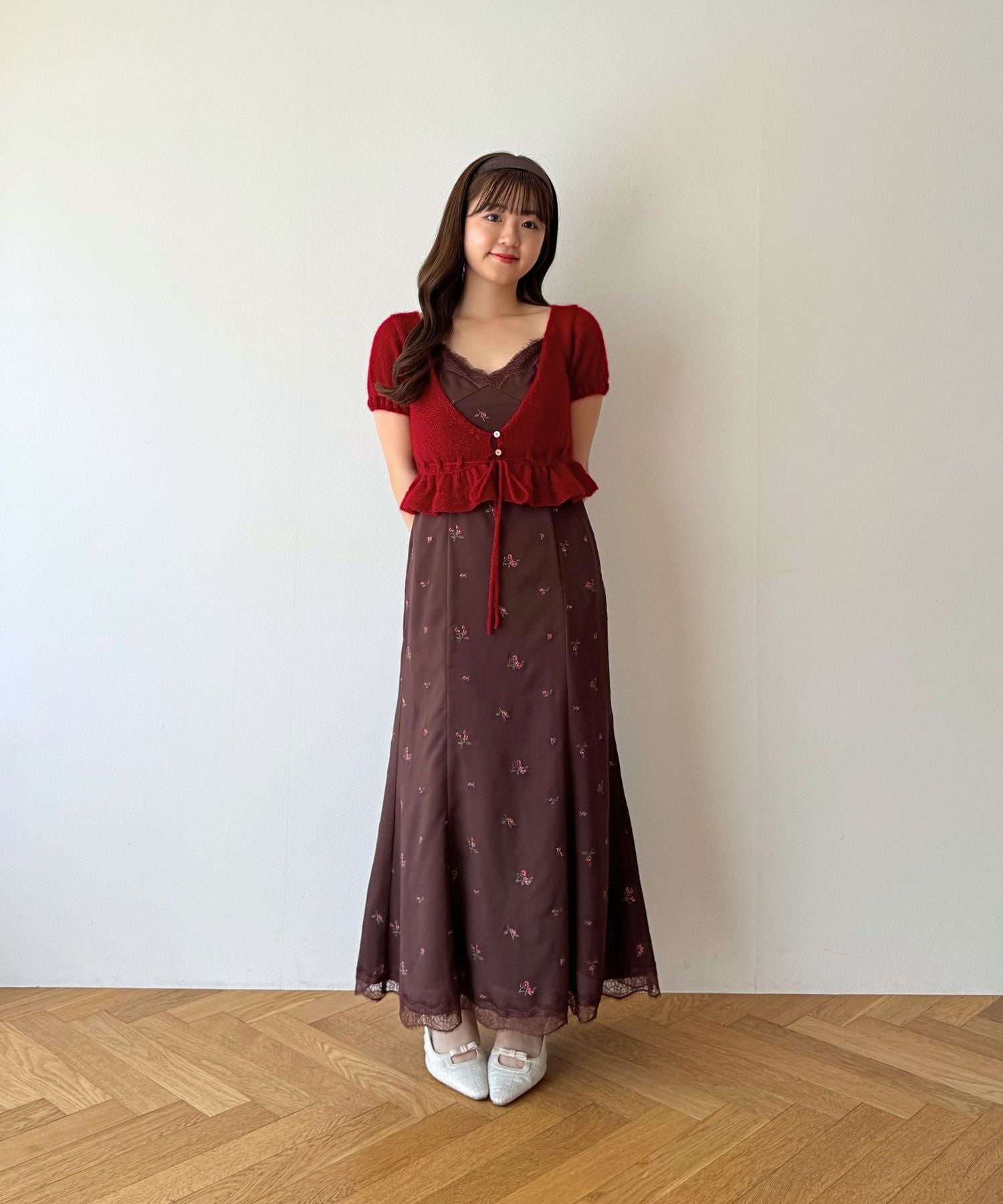ローズ刺繍キャミワンピース