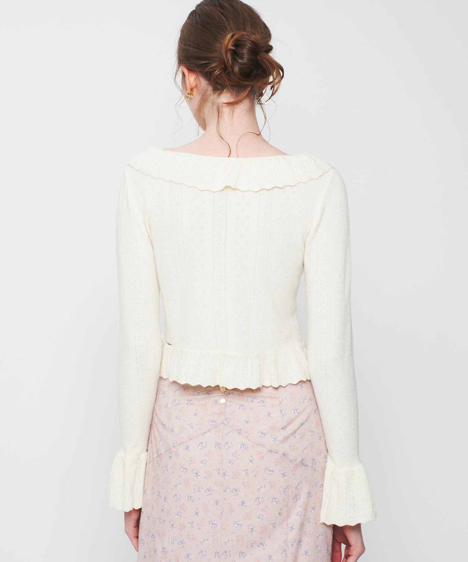 アイレットフリルニットカーディガン